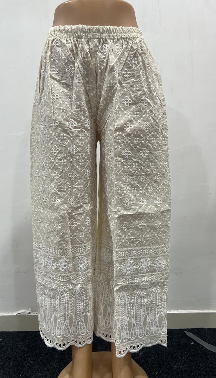 Maji Chikankari Plazzo 03 Cambric Cotton Hit Chikankari Work Loose Fit Plazzo