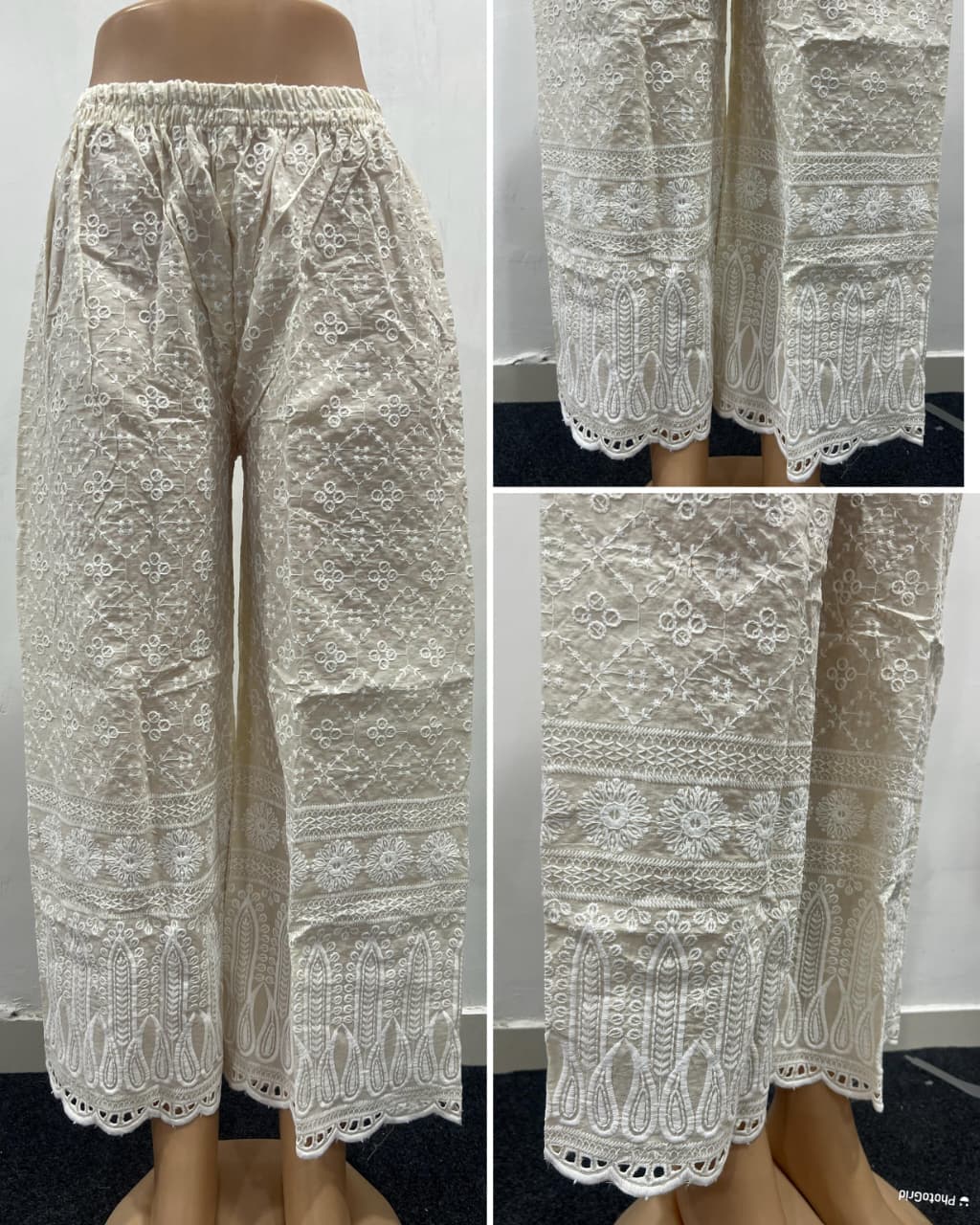 Maji Chikankari Plazzo 03 Cambric Cotton Hit Chikankari Work Loose Fit Plazzo