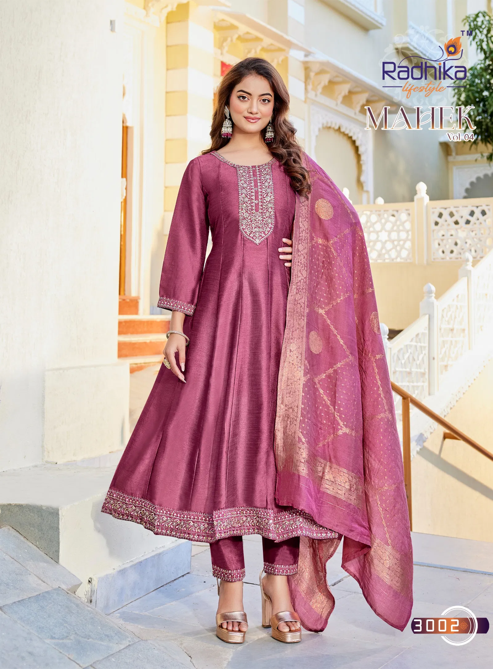 Radhika Mehak Vol 4 Vichitra Silk With Embroidery Kurti Pant And Dupatta Collection 