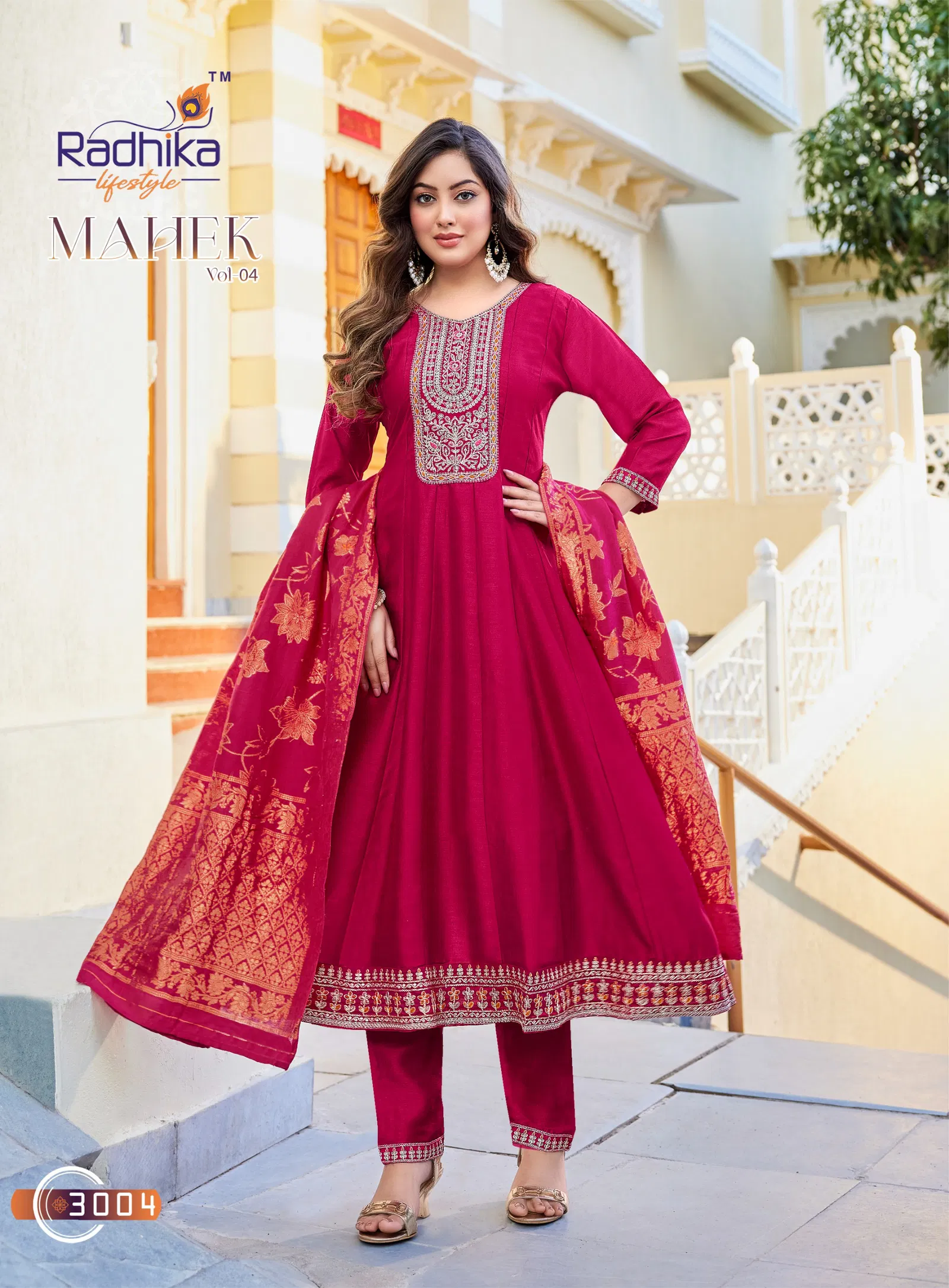 Radhika Mehak Vol 4 Vichitra Silk With Embroidery Kurti Pant And Dupatta Collection 