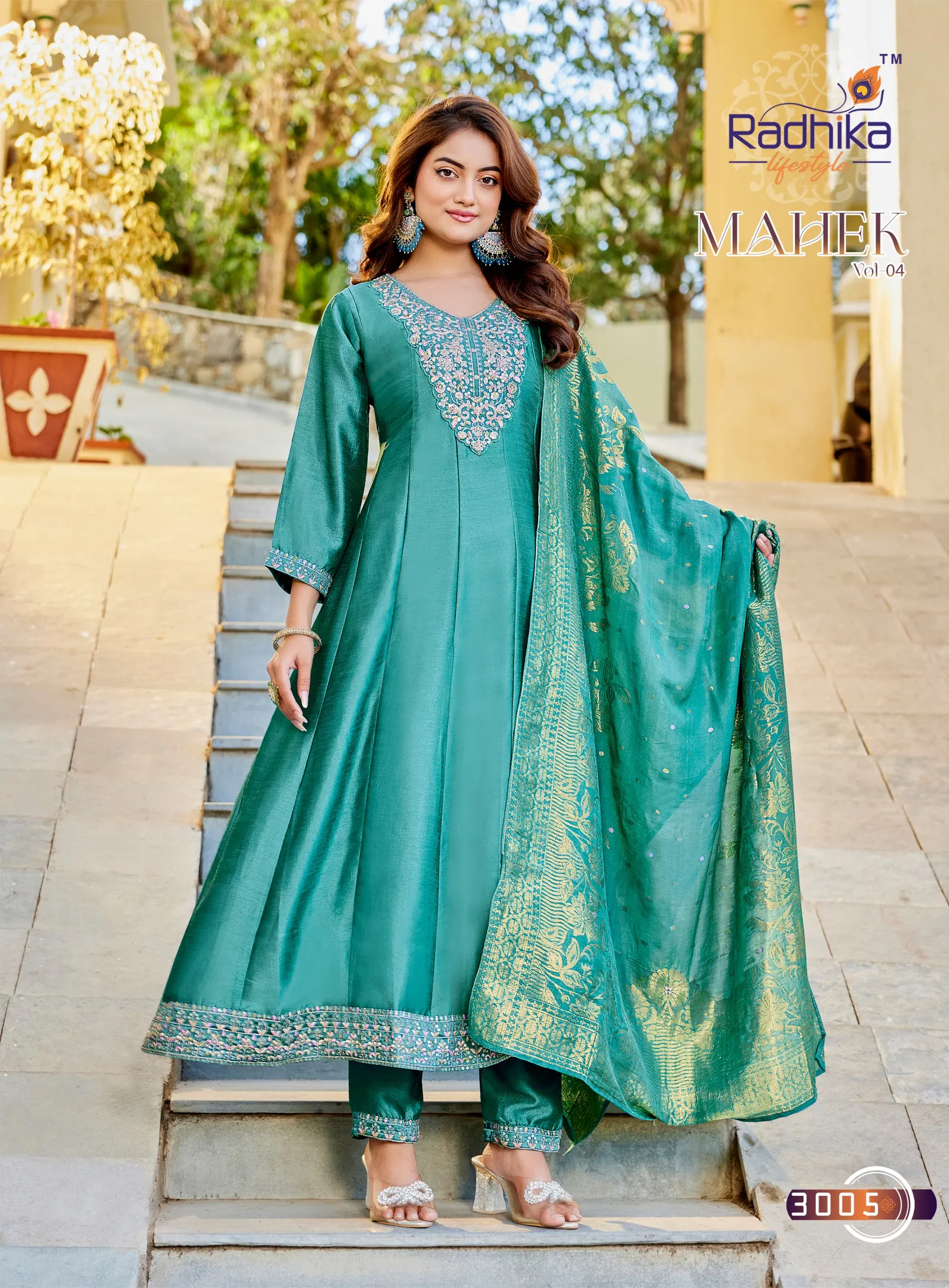 Radhika Mehak Vol 4 Vichitra Silk With Embroidery Kurti Pant And Dupatta Collection 