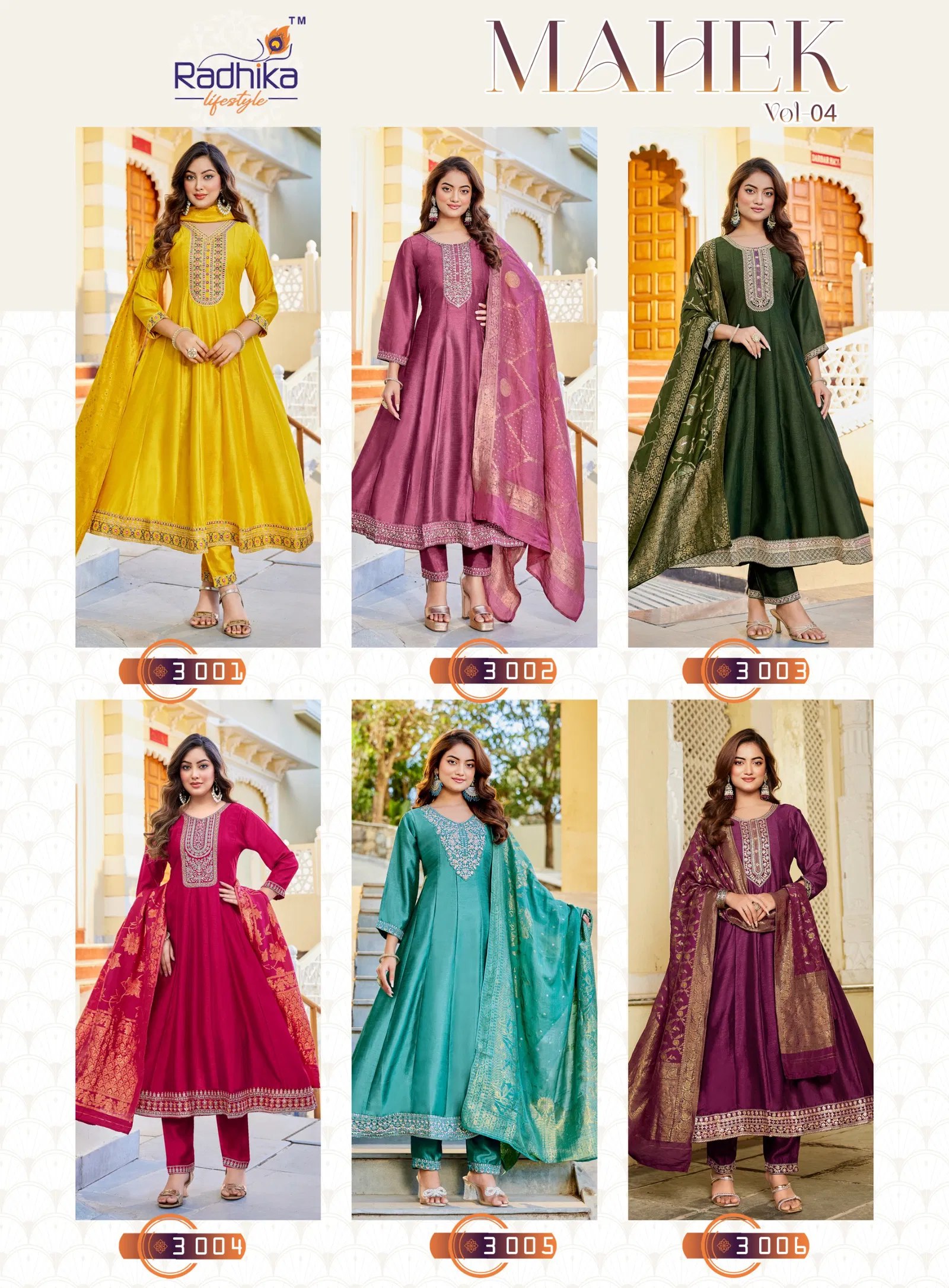 Radhika Mehak Vol 4 Vichitra Silk With Embroidery Kurti Pant And Dupatta Collection 