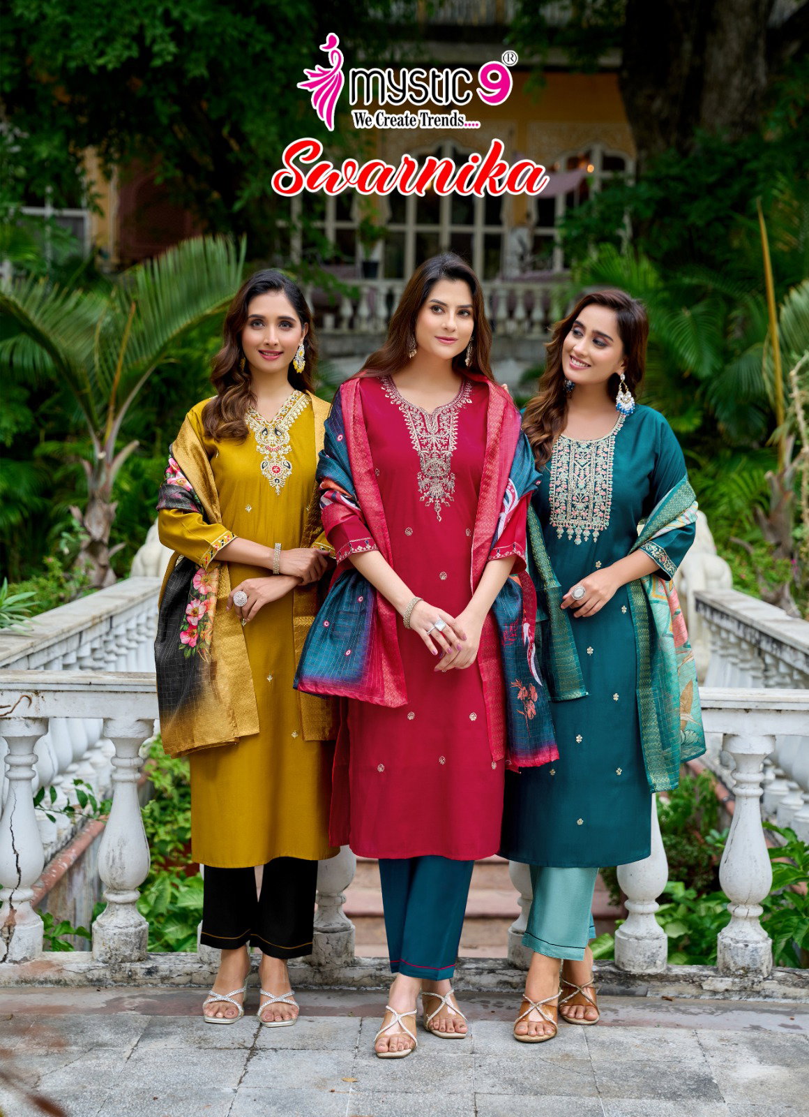 Mystic 9 Swarnika Vol 1 Roman Silk Kurti Bottom With Dupatta Collection 