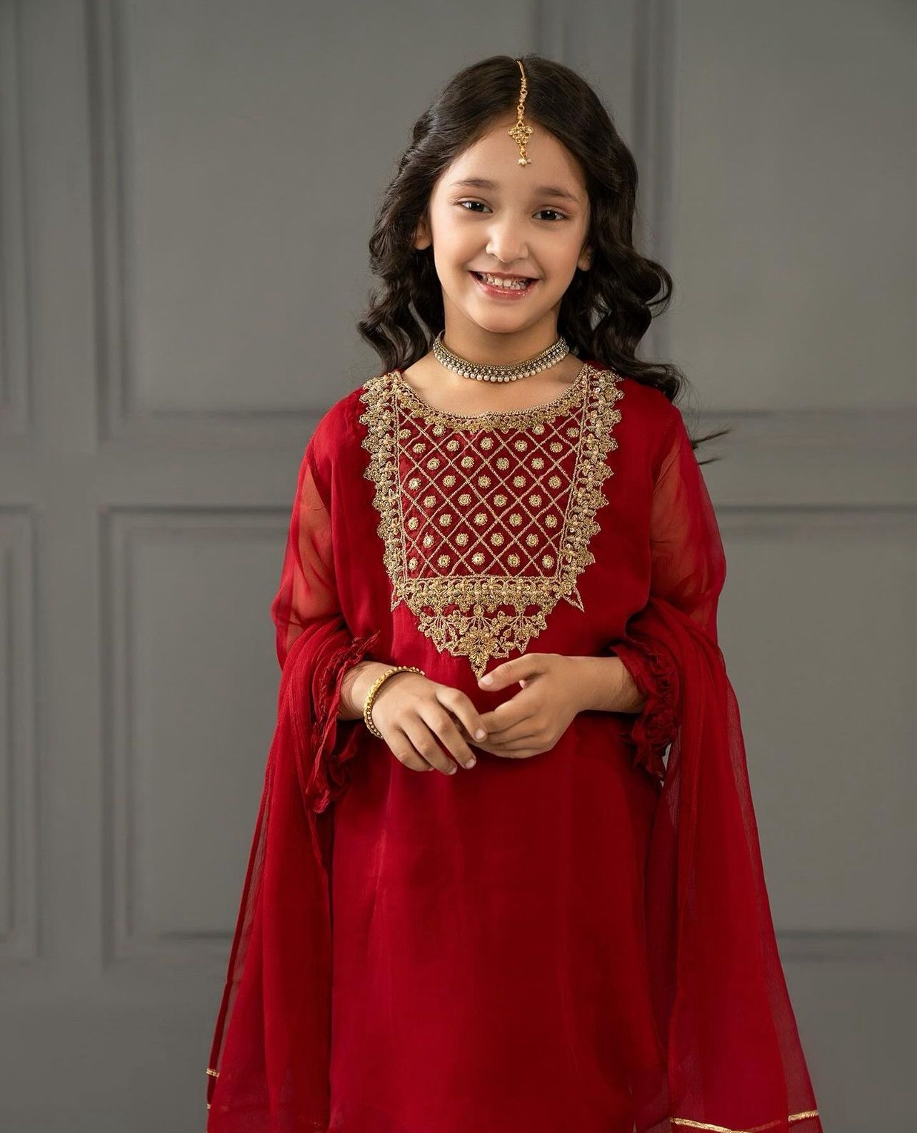 OC 162 Heavy Fox Georgette Kids Top Bottom And Dupatta Set Collection 