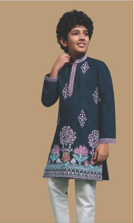 Clleora Tradi Kidz Viscose Silk Thread Work Kurta And Pant Collection