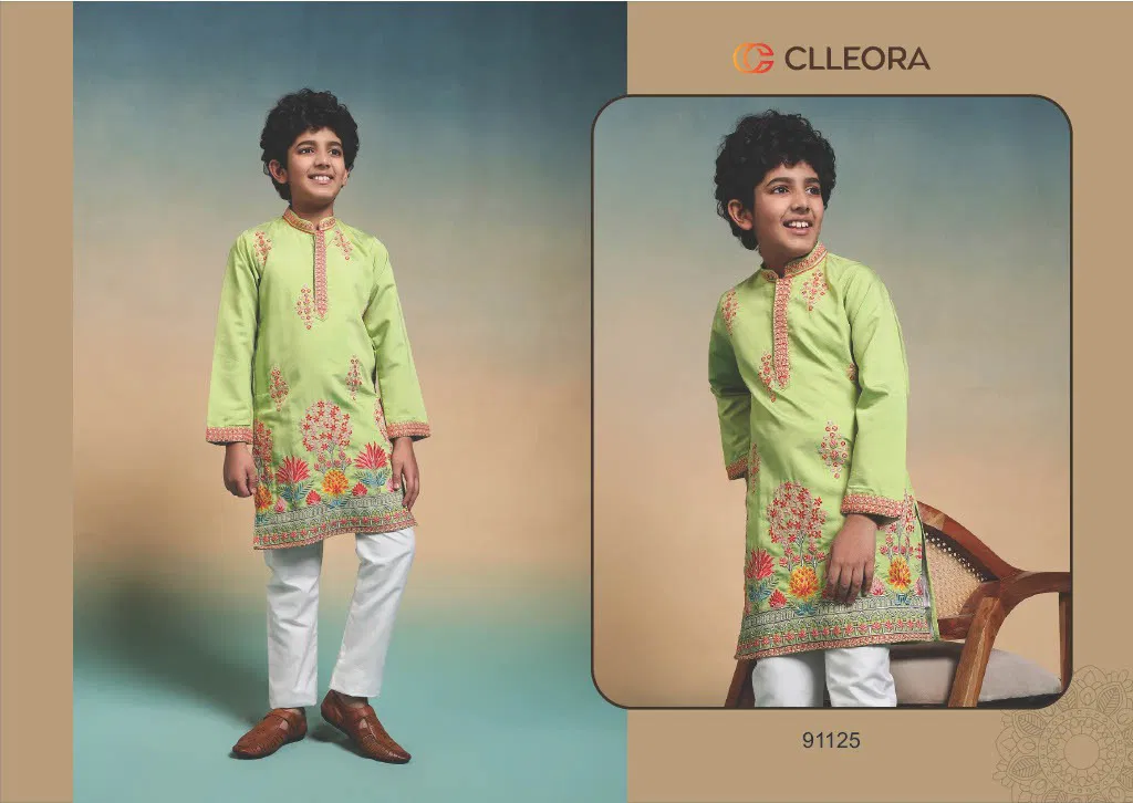 Clleora Tradi Kidz Viscose Silk Thread Work Kurta And Pant Collection
