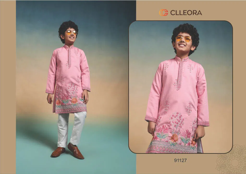 Clleora Tradi Kidz Viscose Silk Thread Work Kurta And Pant Collection