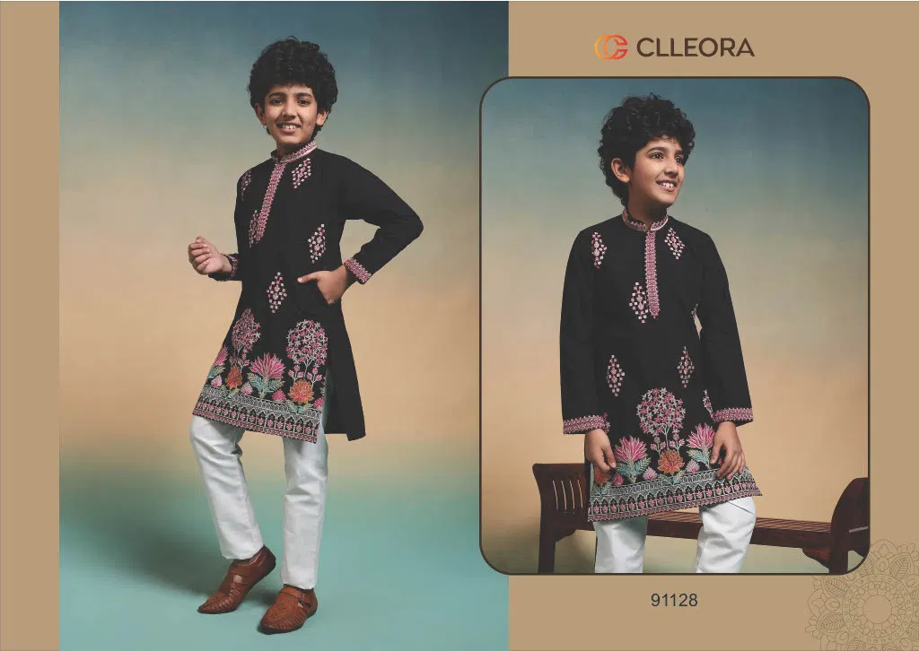 Clleora Tradi Kidz Viscose Silk Thread Work Kurta And Pant Collection