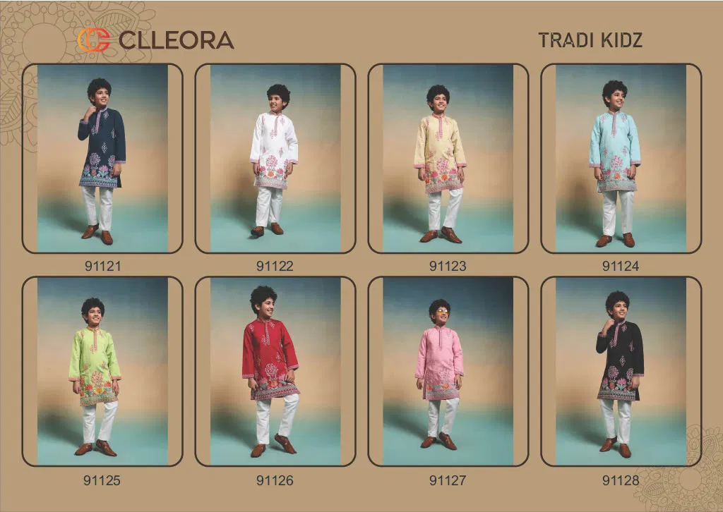 Clleora Tradi Kidz Viscose Silk Thread Work Kurta And Pant Collection