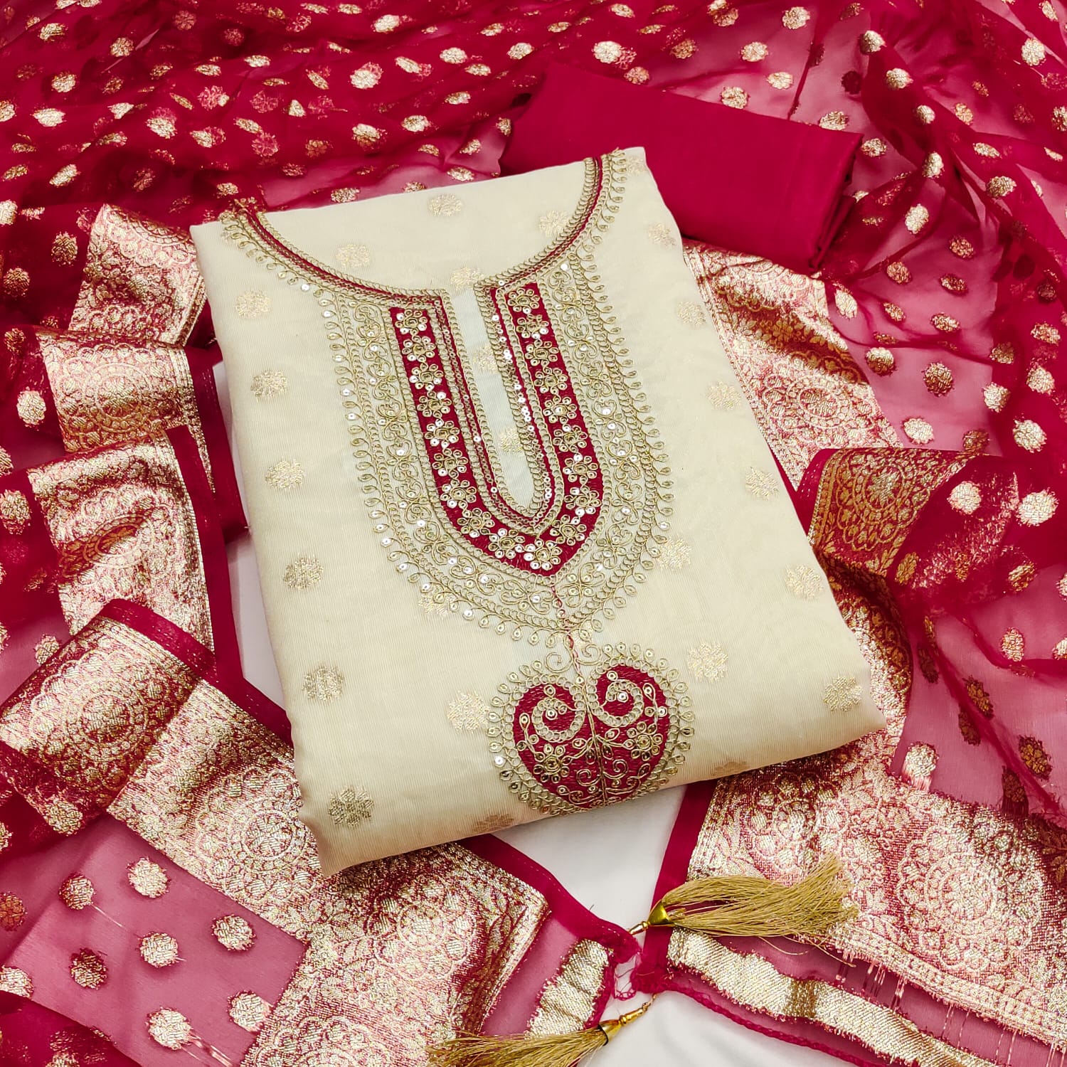 Designer Sindoor vol 1 Simmer Silk Booti Kodding Squance Work Dress Material Collection