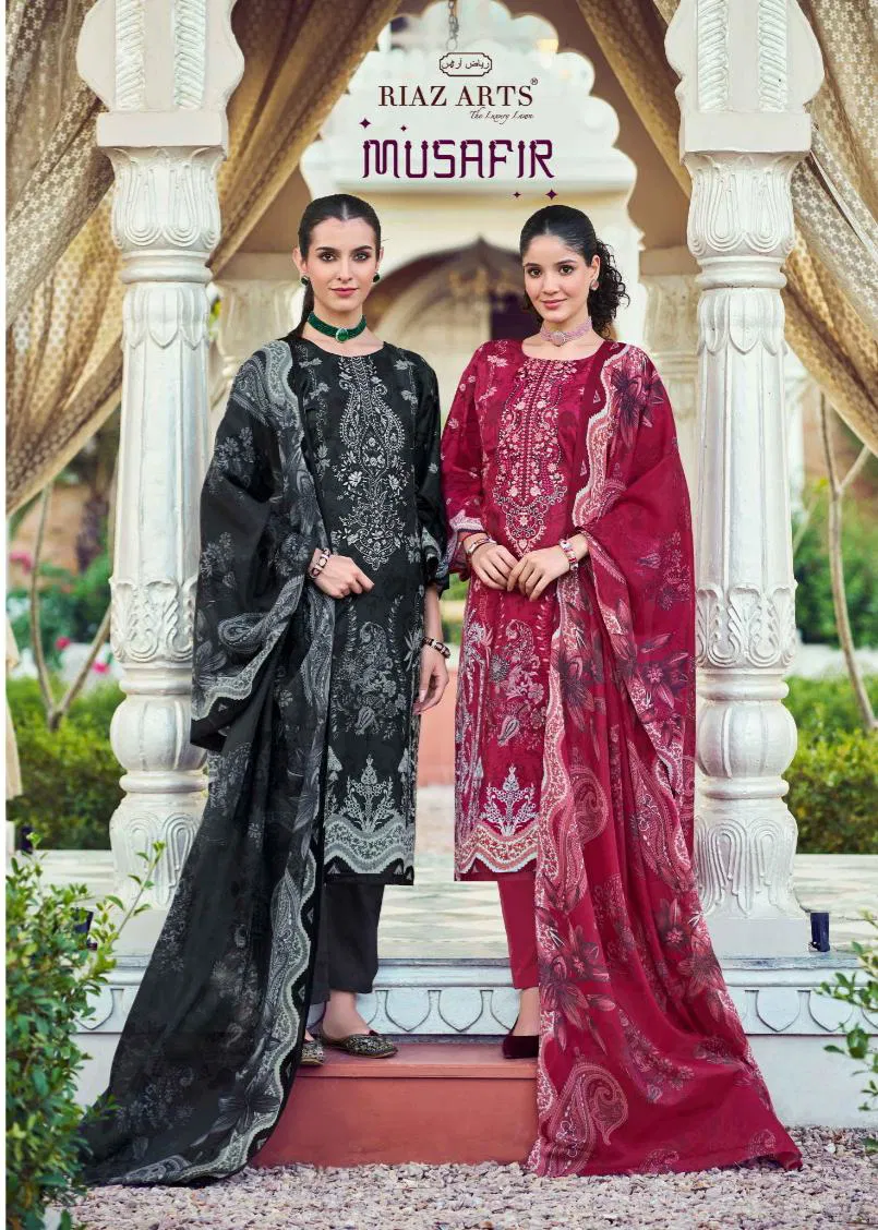 Riaz Arts Musafir Vol 31 Cambric Cotton Print Embroidery Dress Material Collection 
