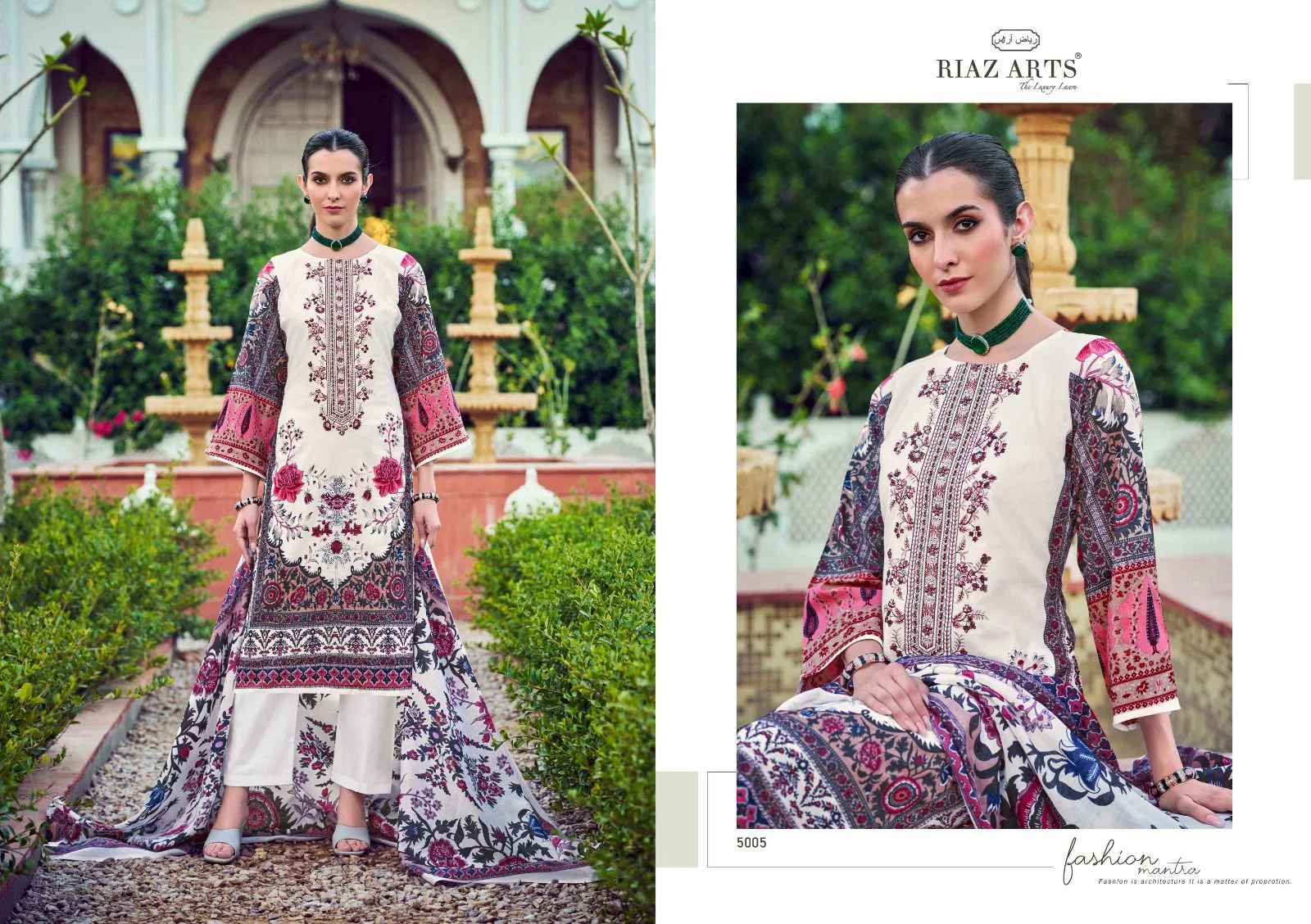 Riaz Arts Musafir Vol 31 Cambric Cotton Print Embroidery Dress Material Collection 