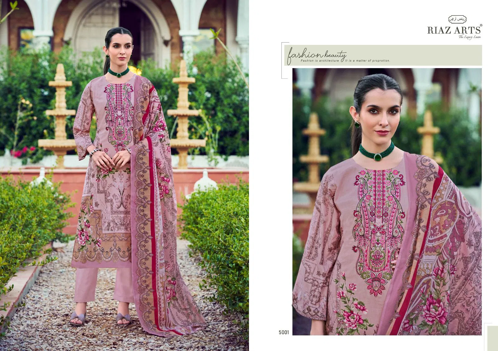 Riaz Arts Musafir Vol 31 Cambric Cotton Print Embroidery Dress Material Collection 