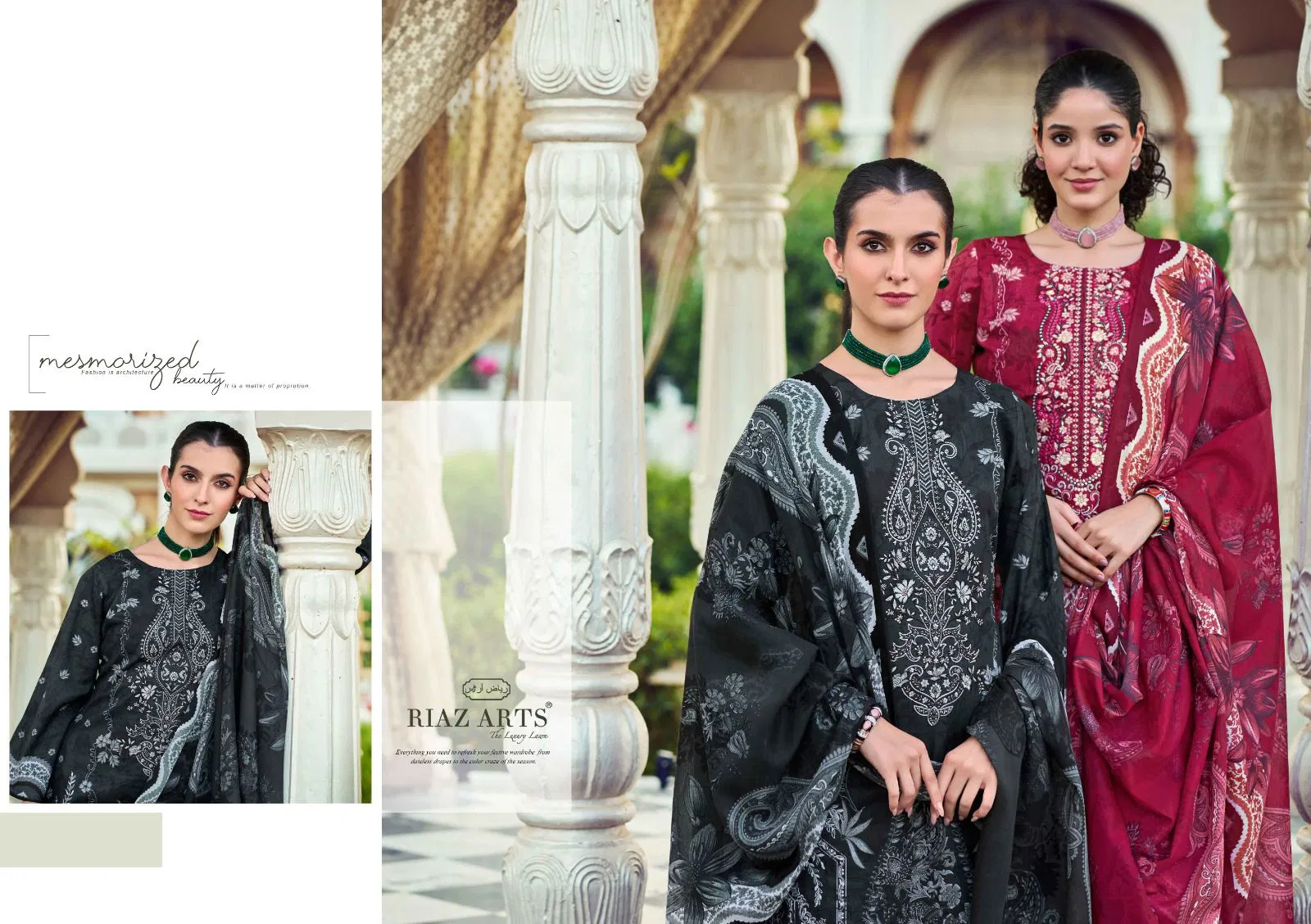 Riaz Arts Musafir Vol 31 Cambric Cotton Print Embroidery Dress Material Collection 