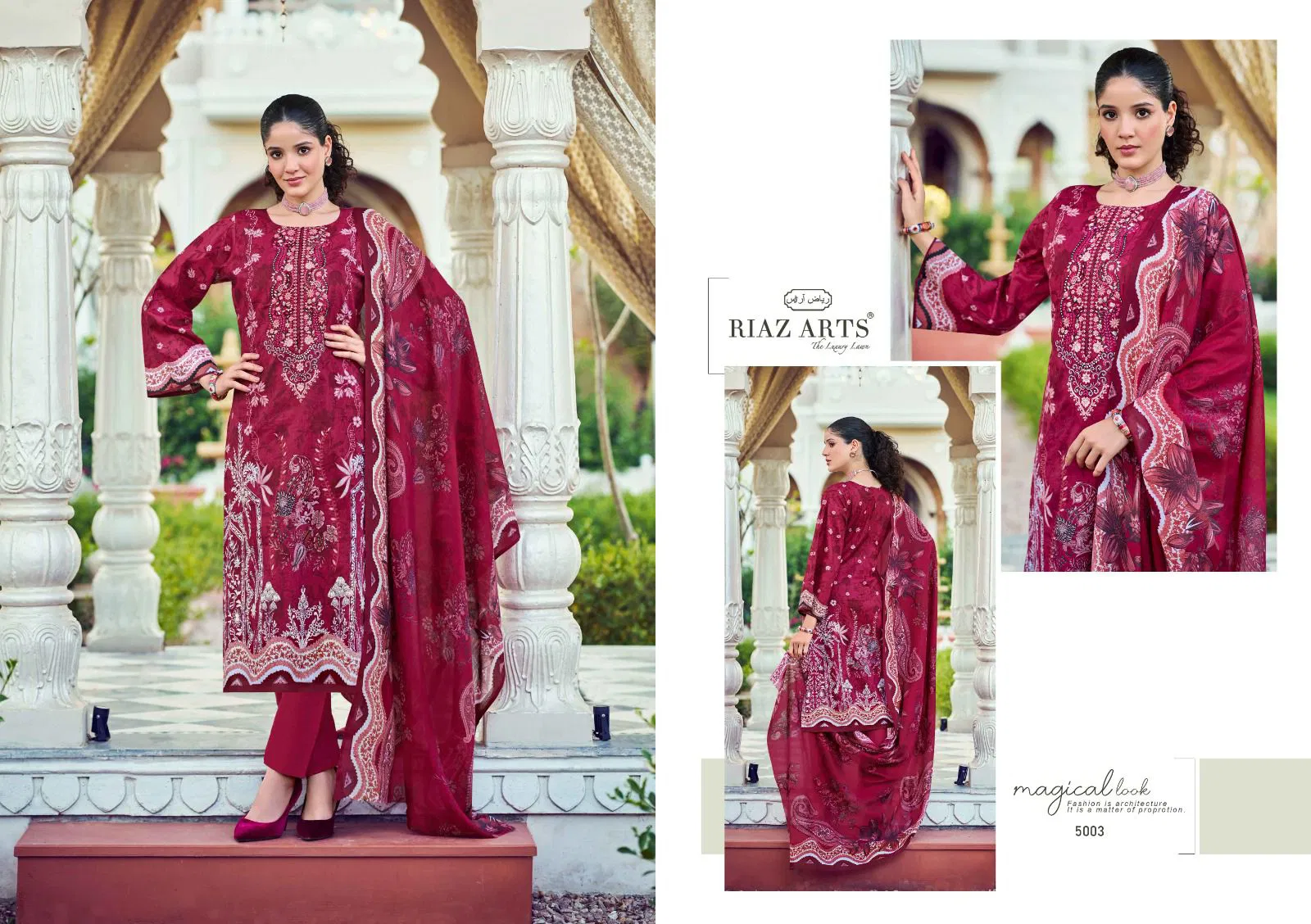 Riaz Arts Musafir Vol 31 Cambric Cotton Print Embroidery Dress Material Collection 