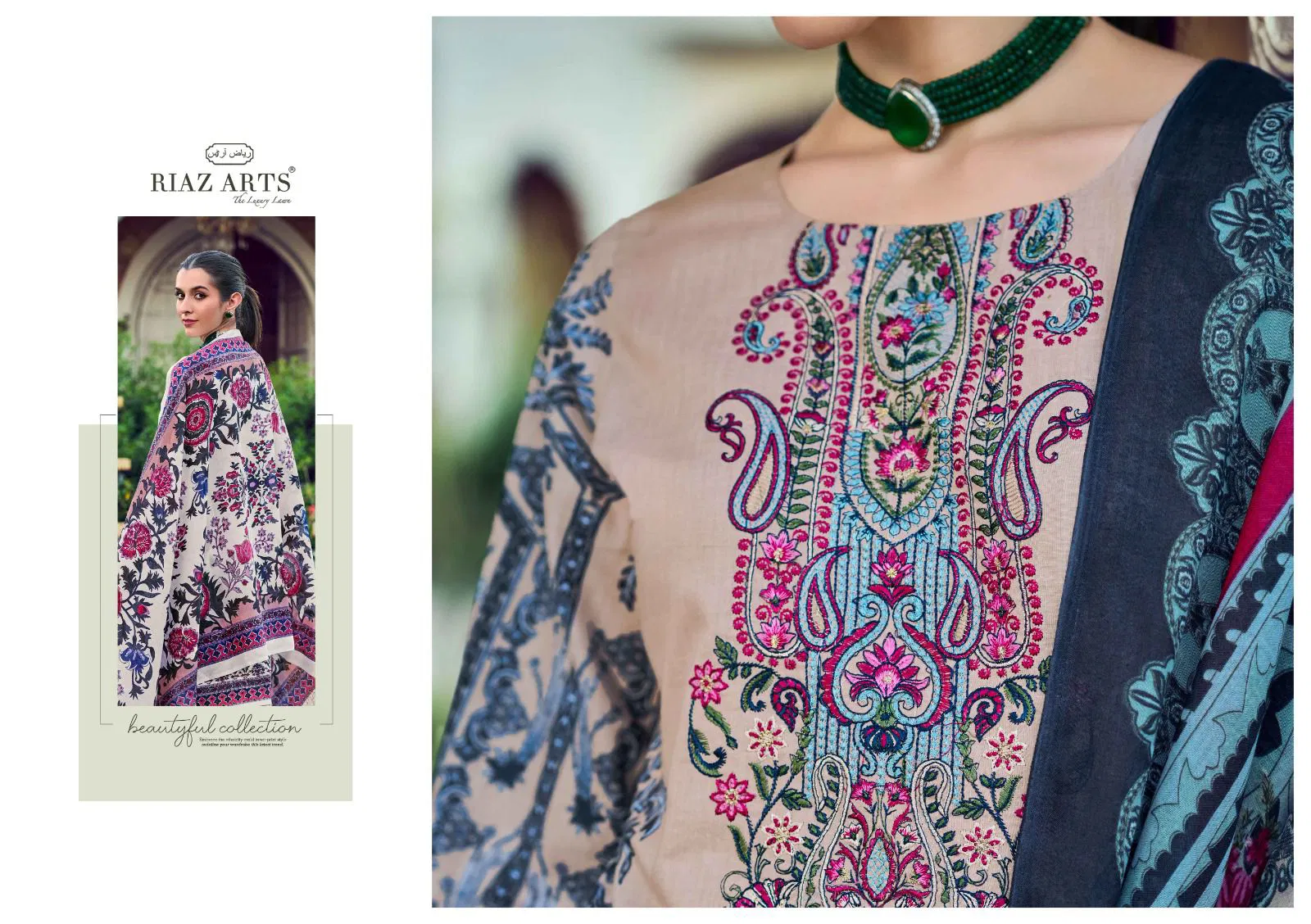 Riaz Arts Musafir Vol 31 Cambric Cotton Print Embroidery Dress Material Collection 