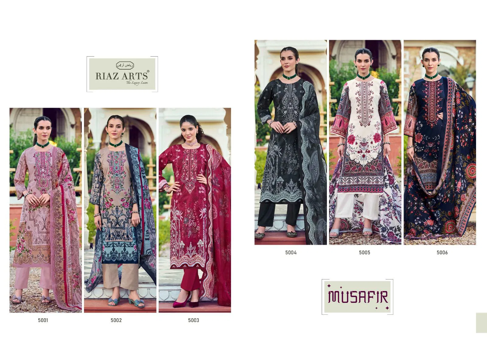 Riaz Arts Musafir Vol 31 Cambric Cotton Print Embroidery Dress Material Collection 