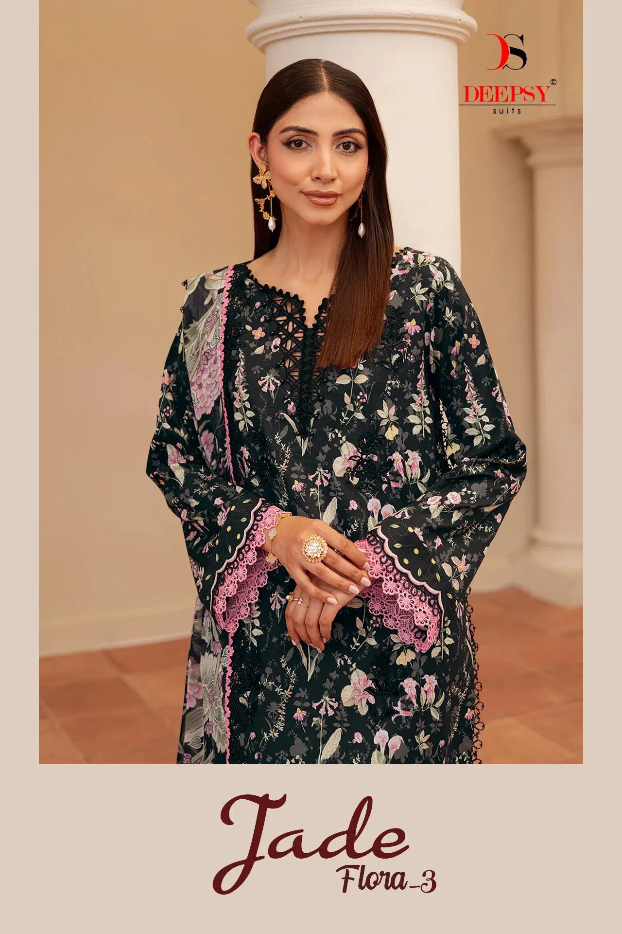 Deepsy Jade Flora Vol 3 Chiffon Dupatta Cotton Pakistani Salwar Kameez Collection 