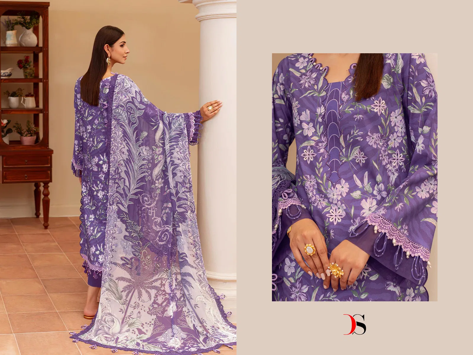 Deepsy Jade Flora Vol 3 Chiffon Dupatta Cotton Pakistani Salwar Kameez Collection 