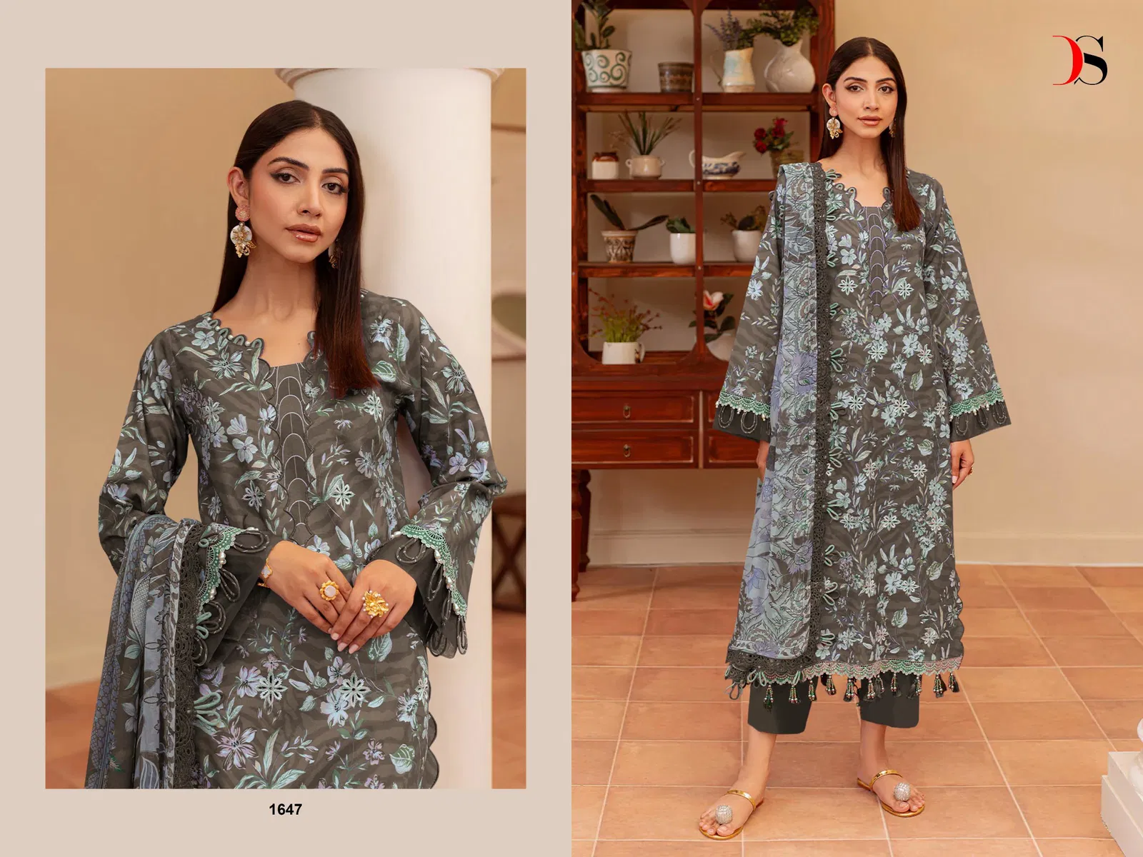 Deepsy Jade Flora Vol 3 Chiffon Dupatta Cotton Pakistani Salwar Kameez Collection 