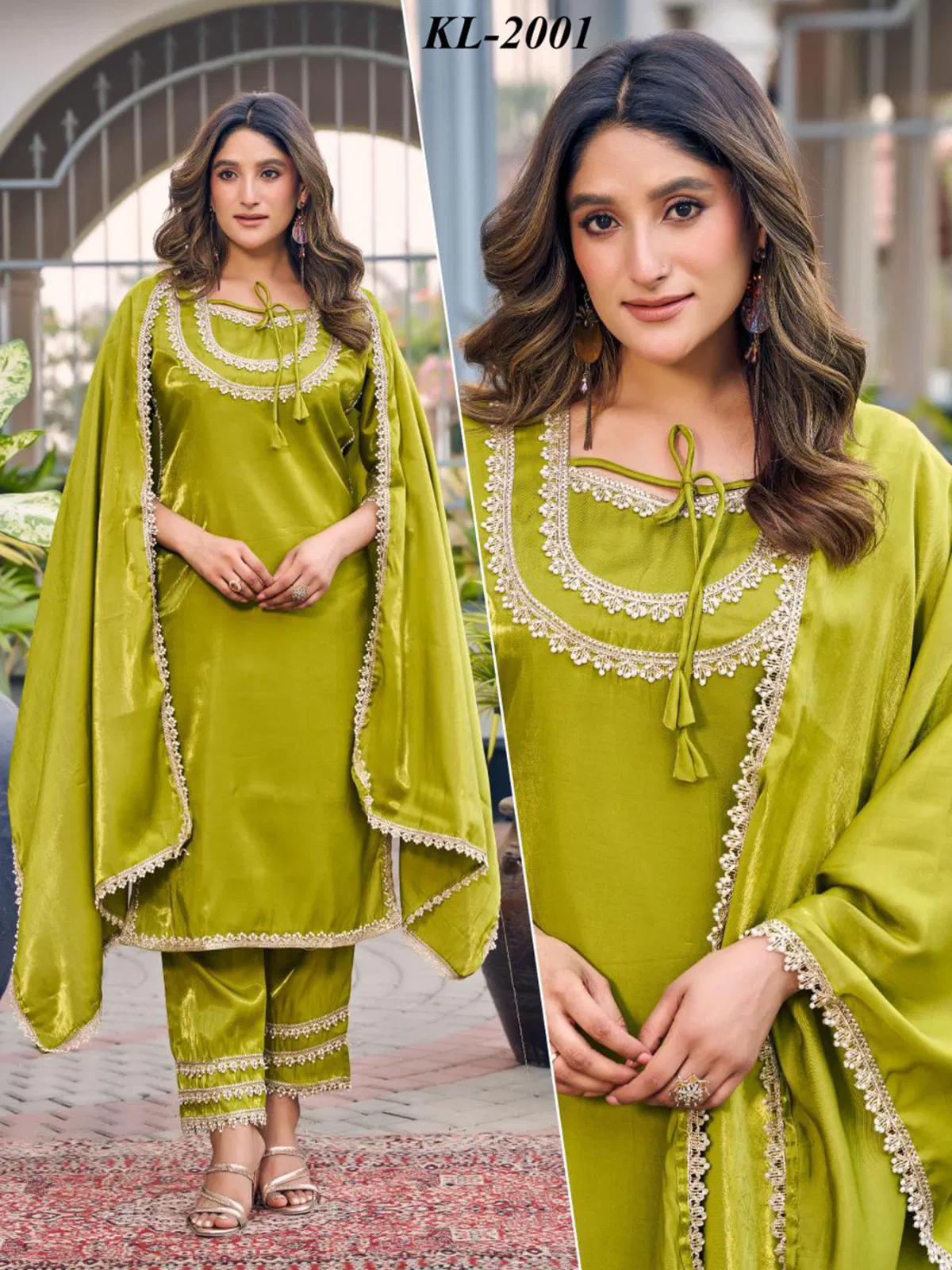 Naisha K 646 Roman Glass With Work Kurti Pant And Dupatta Collection 