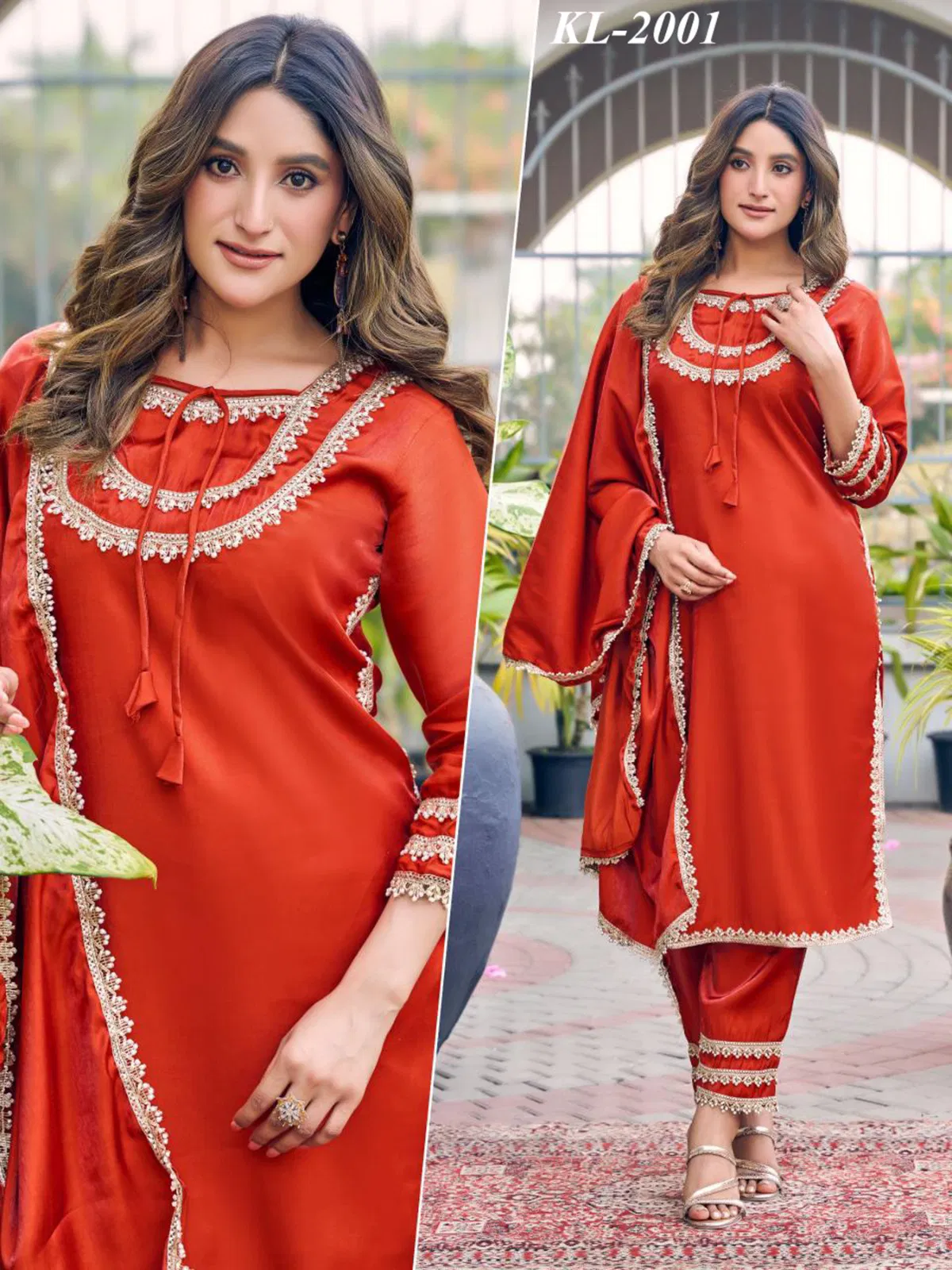 Naisha K 646 Roman Glass With Work Kurti Pant And Dupatta Collection 