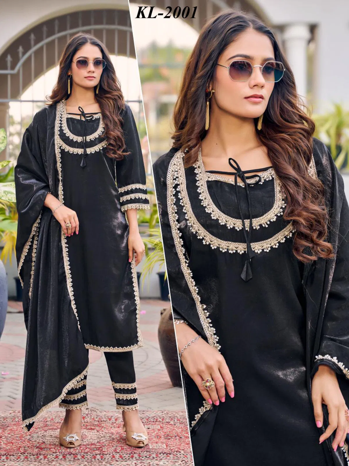 Naisha K 646 Roman Glass With Work Kurti Pant And Dupatta Collection 