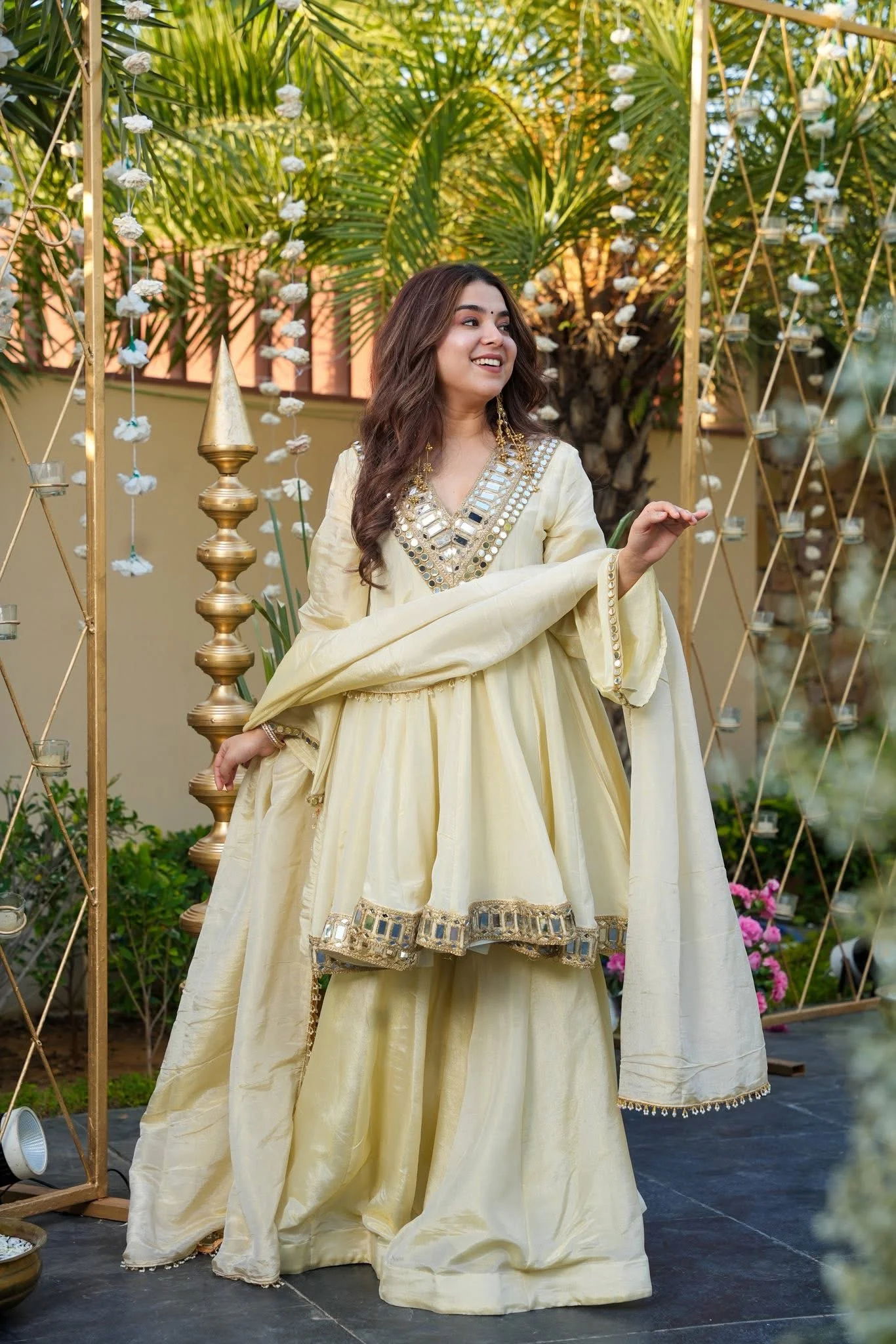 Devda 01 Chinon With Embroidery Mirror Work Top Bottom And Dupatta Collection 