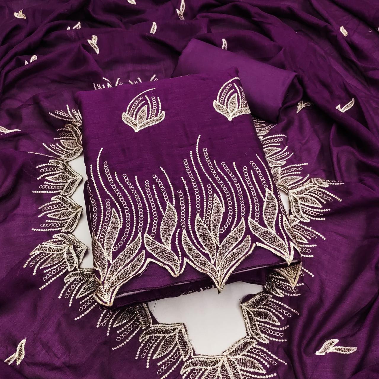 Designer Rashmi Vichitra Silk Multi Work Dress Material Collection 