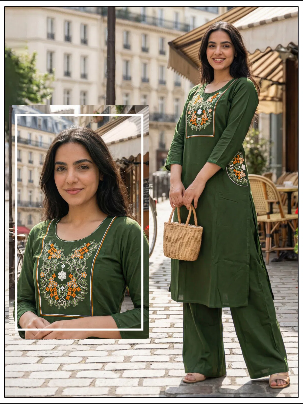 Naisha K 647 Dhabu Cotton With Work Kurti and Pant Collection