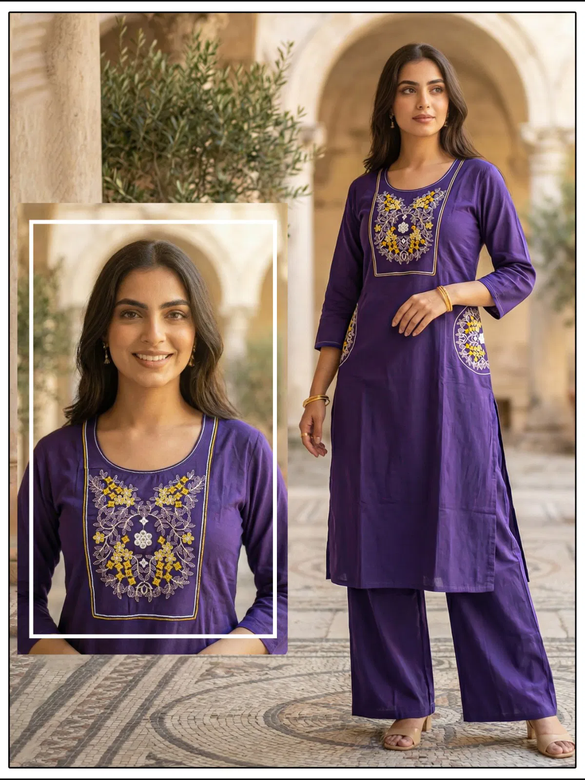 Naisha K 647 Dhabu Cotton With Work Kurti and Pant Collection