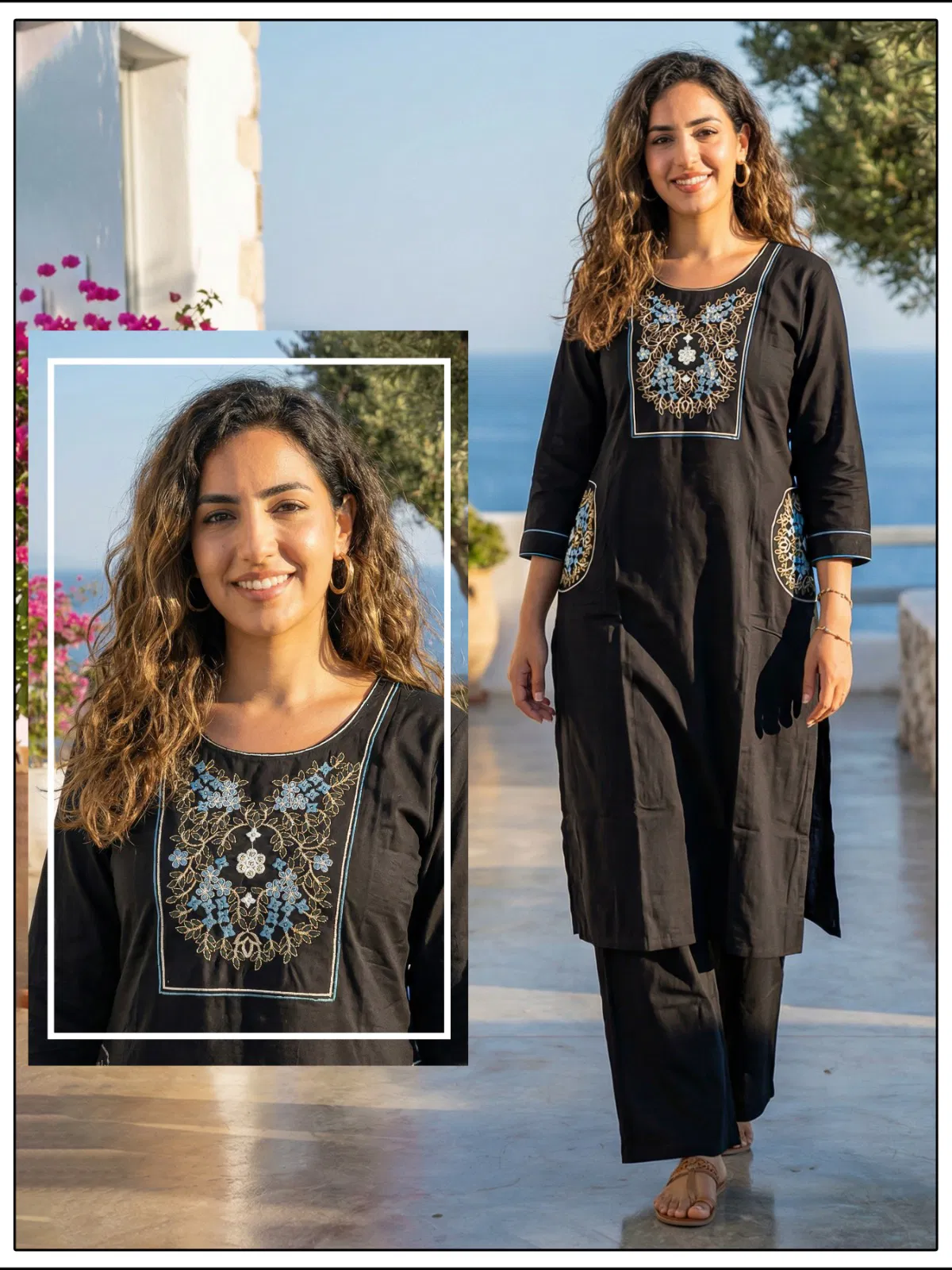 Naisha K 647 Dhabu Cotton With Work Kurti and Pant Collection