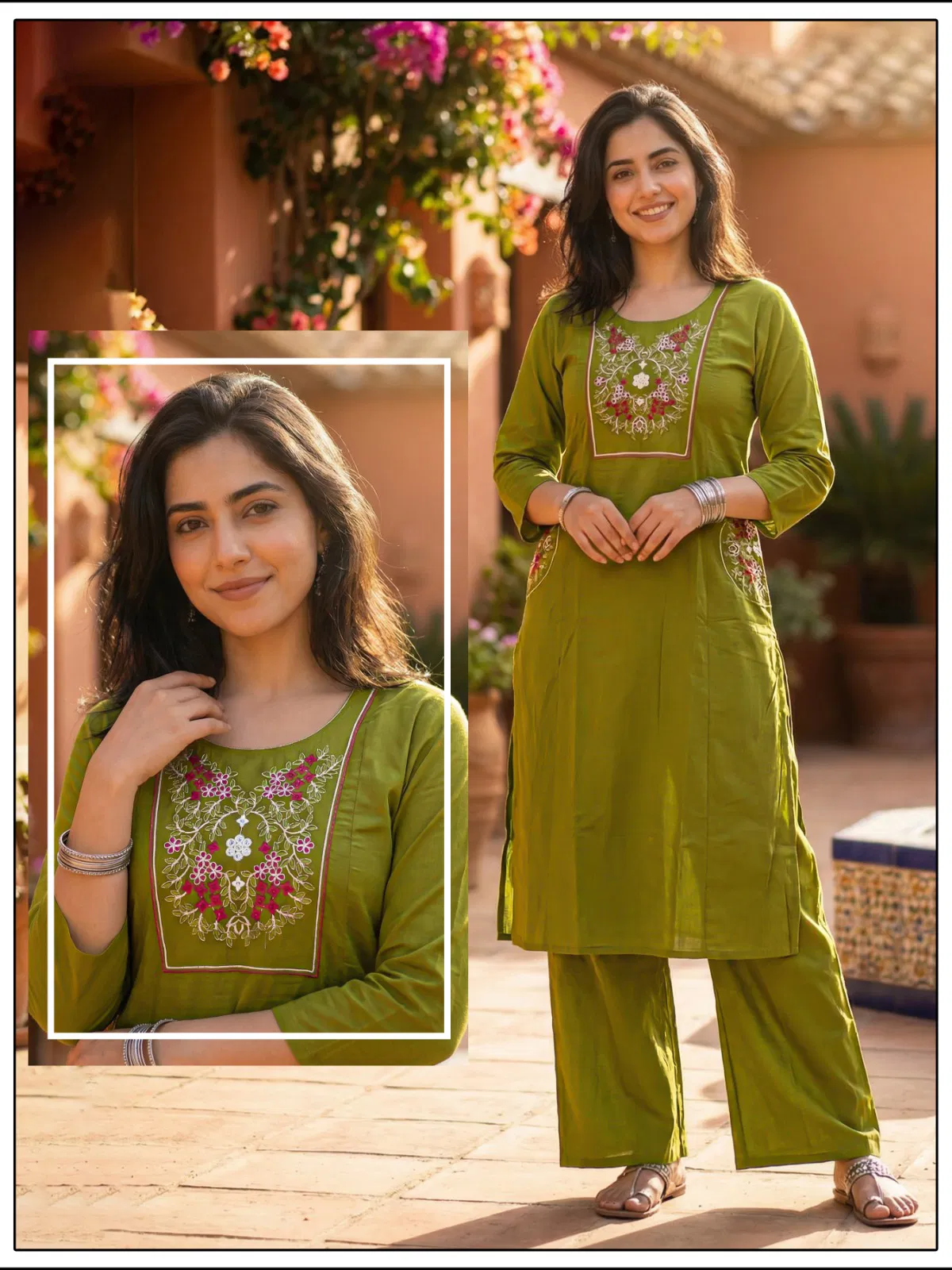 Naisha K 647 Dhabu Cotton With Work Kurti and Pant Collection