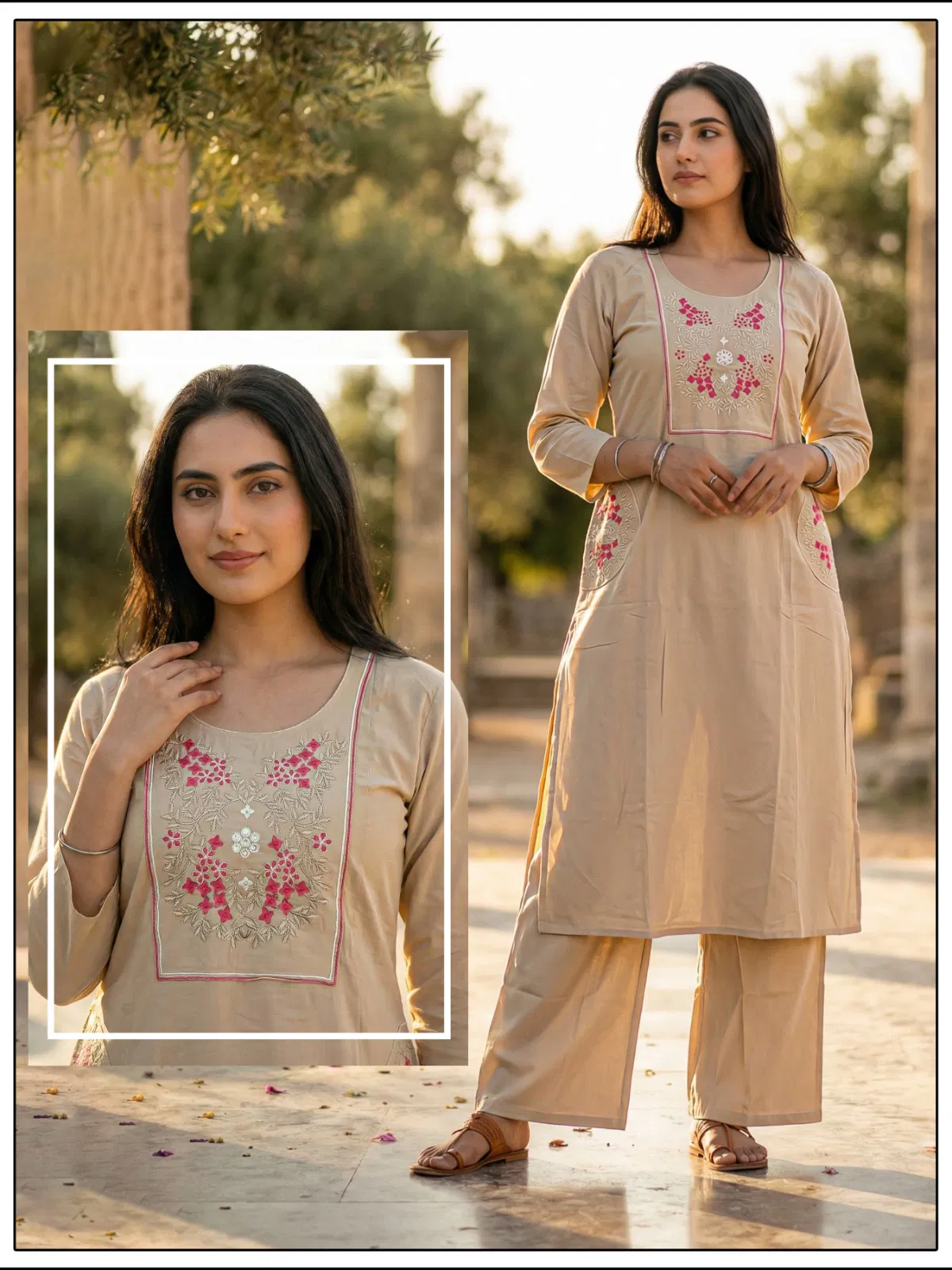 Naisha K 647 Dhabu Cotton With Work Kurti and Pant Collection