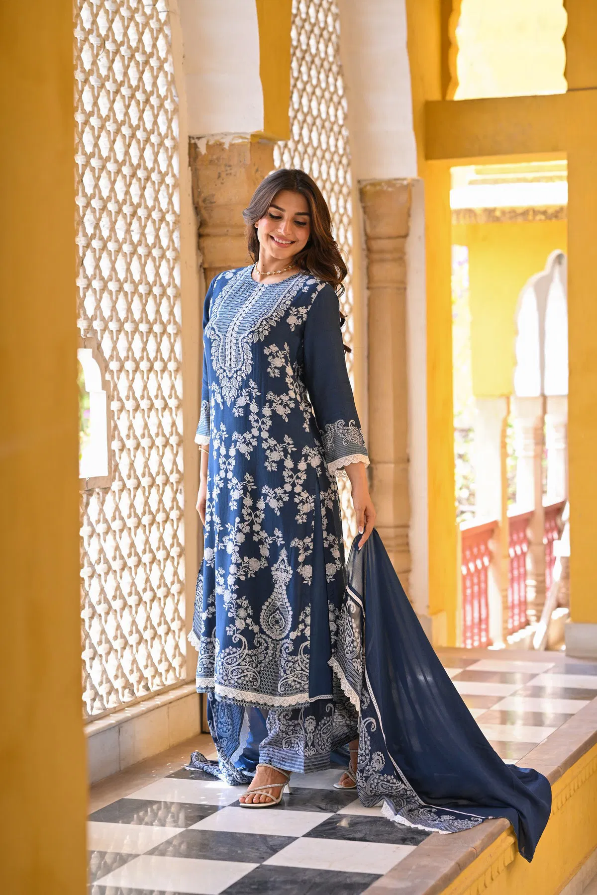 Inaya 01 Muslin With Printed Casual Wear Top Bottom And Dupatta Collection 