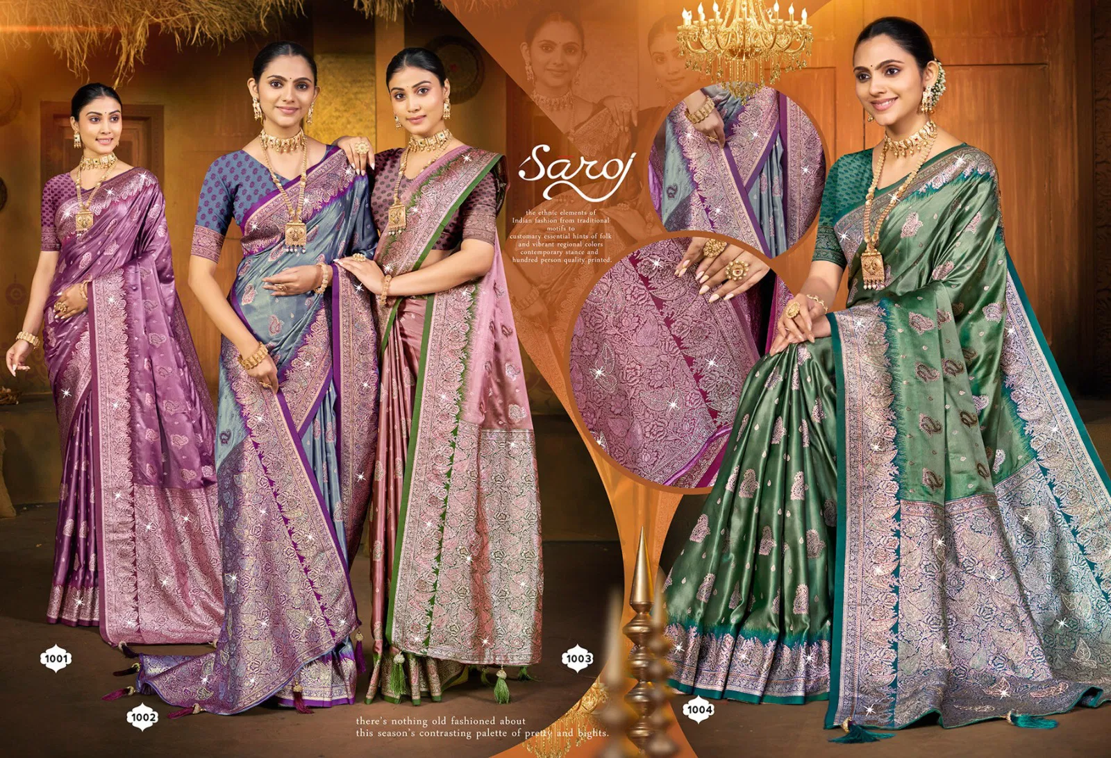 Saroj Sandalwood Satin Saroski Vol 2 Rich Pallu Silk Saree Collection 