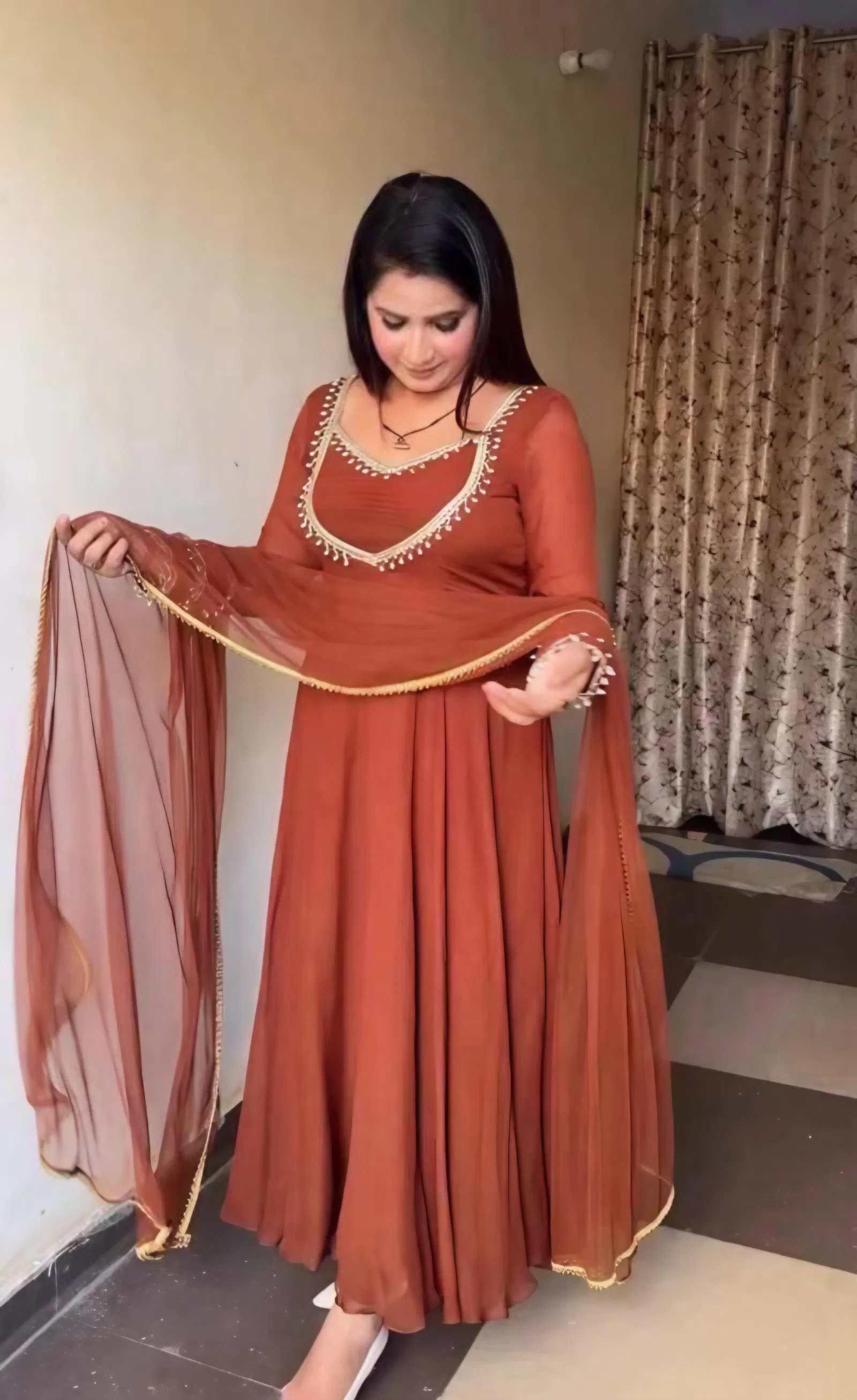 Kali 01 Georgette With Embroidery Work Anarkali And Pant Dupatta Collection 