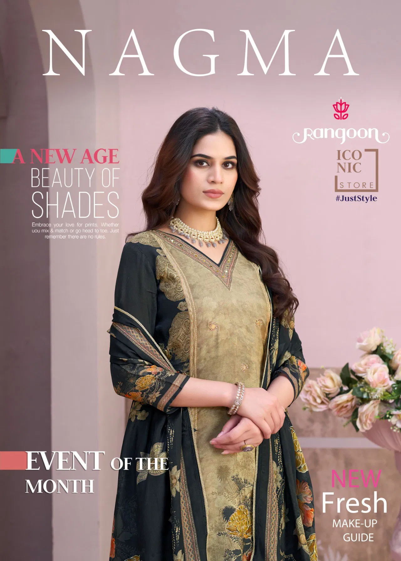 Rangoon Nagma Muslin With Digital Print Work Top Bottom And Dupatta Collection 