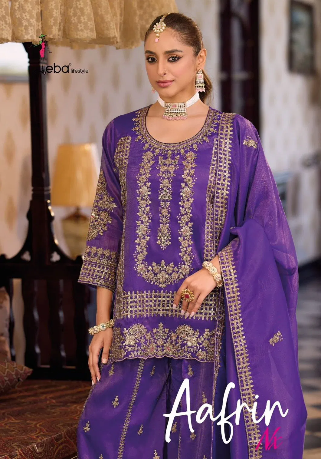 Eba Aafrin Nx Chinon With Embroidery Work Top Bottom And Dupatta Collection 