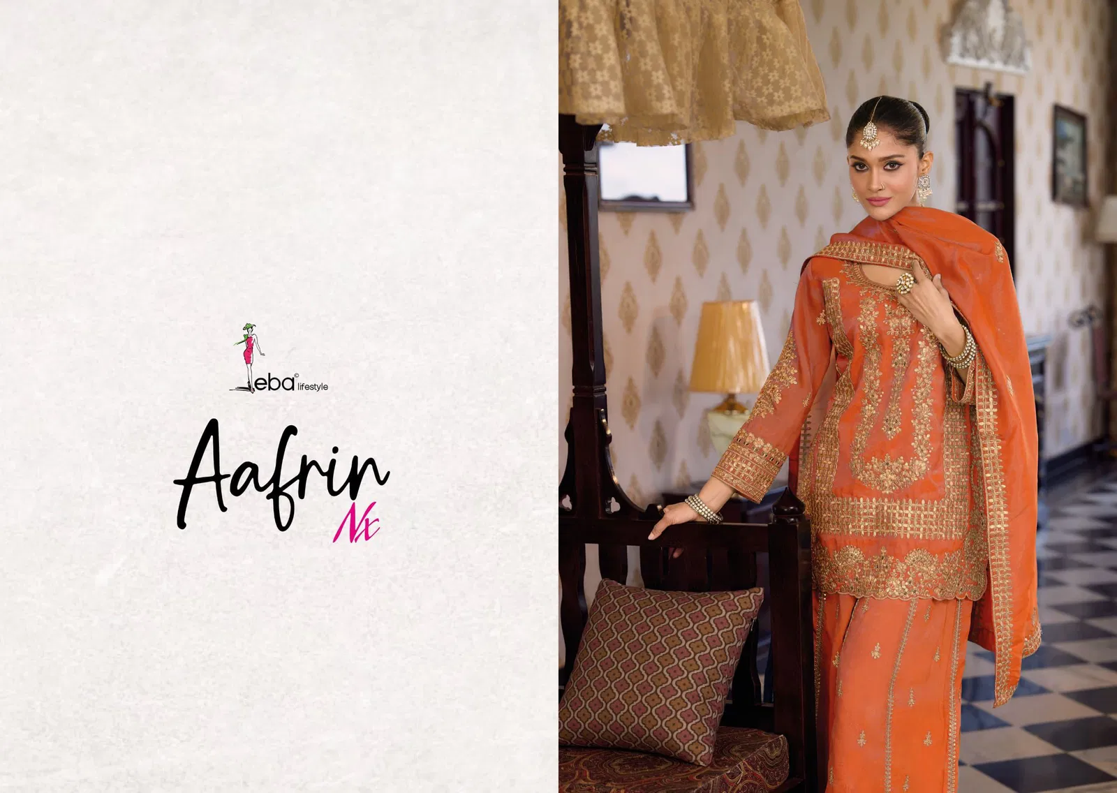 Eba Aafrin Nx Chinon With Embroidery Work Top Bottom And Dupatta Collection 