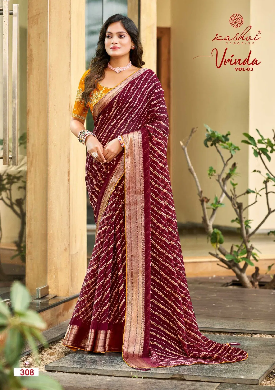 Kashvi Vrinda Vol 3 Marshmello With Zari Border Saree Collection
