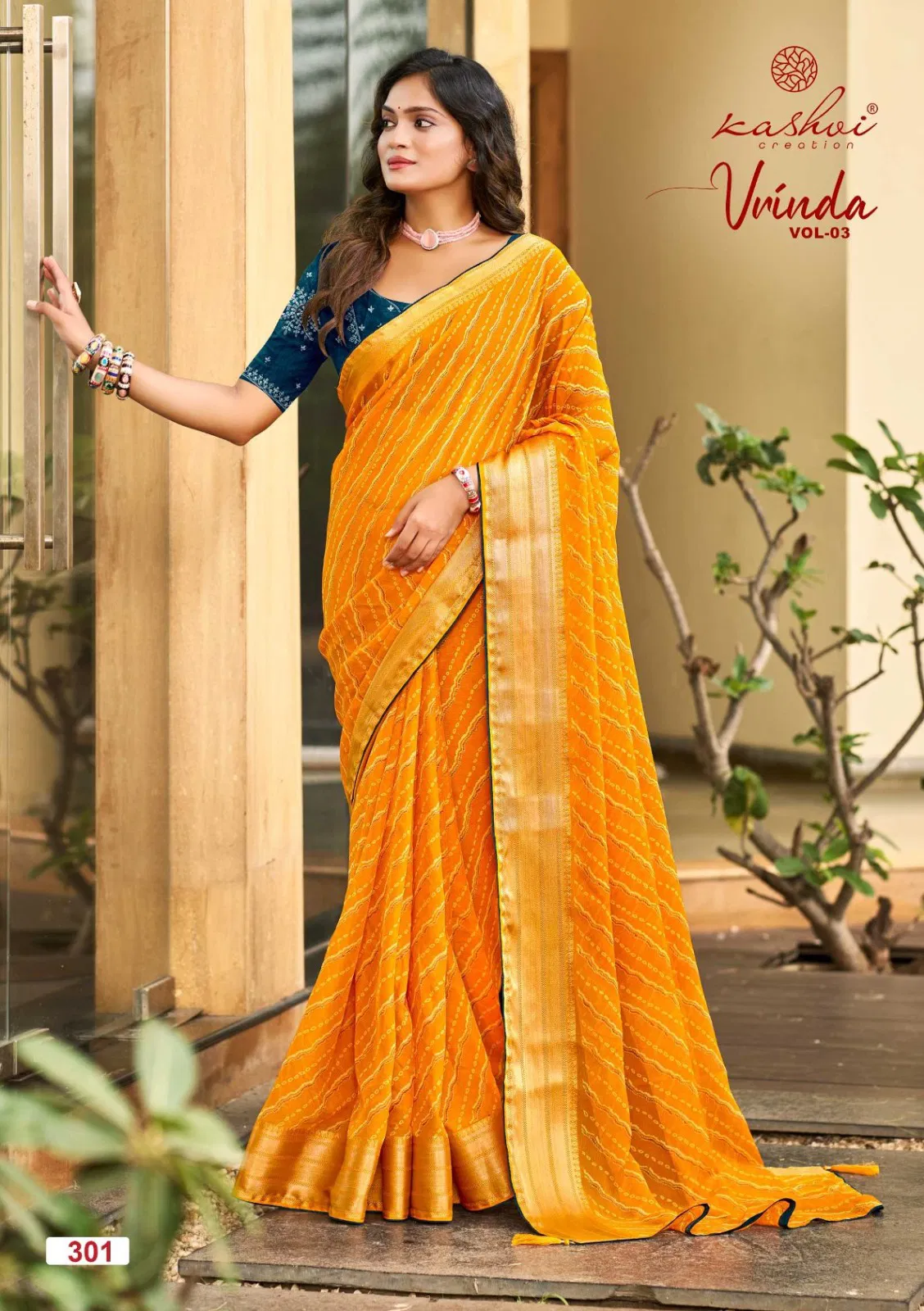 Kashvi Vrinda Vol 3 Marshmello With Zari Border Saree Collection
