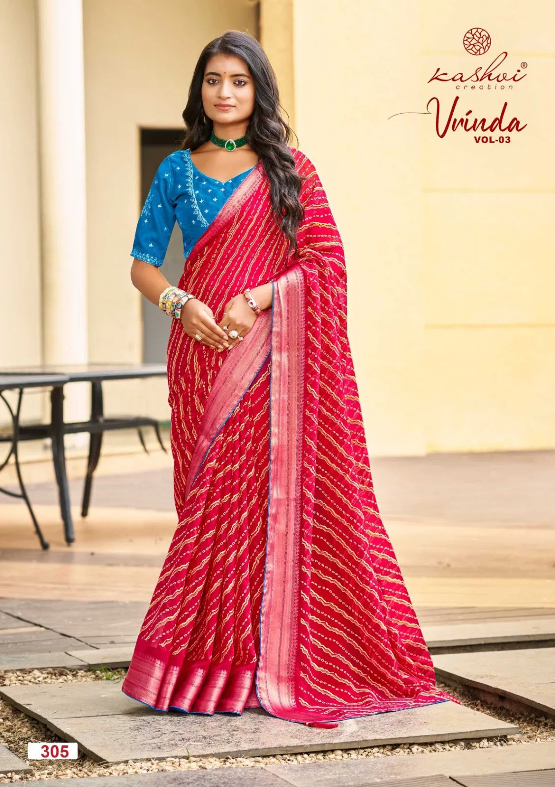Kashvi Vrinda Vol 3 Marshmello With Zari Border Saree Collection