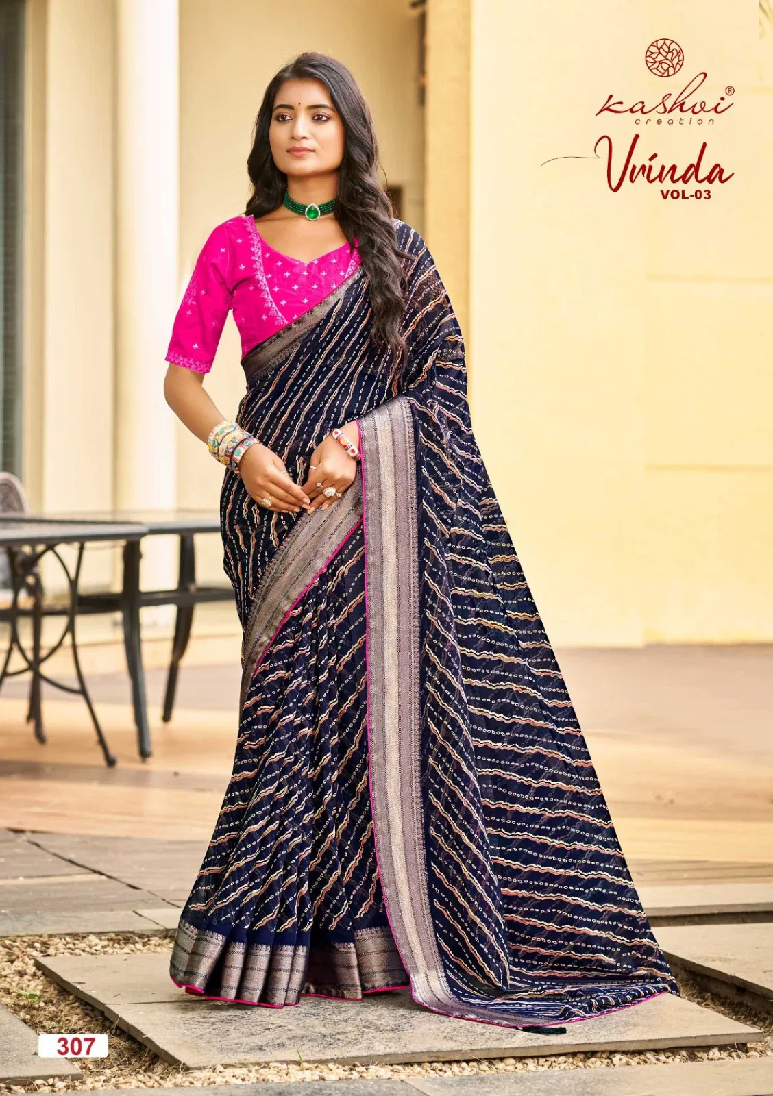 Kashvi Vrinda Vol 3 Marshmello With Zari Border Saree Collection