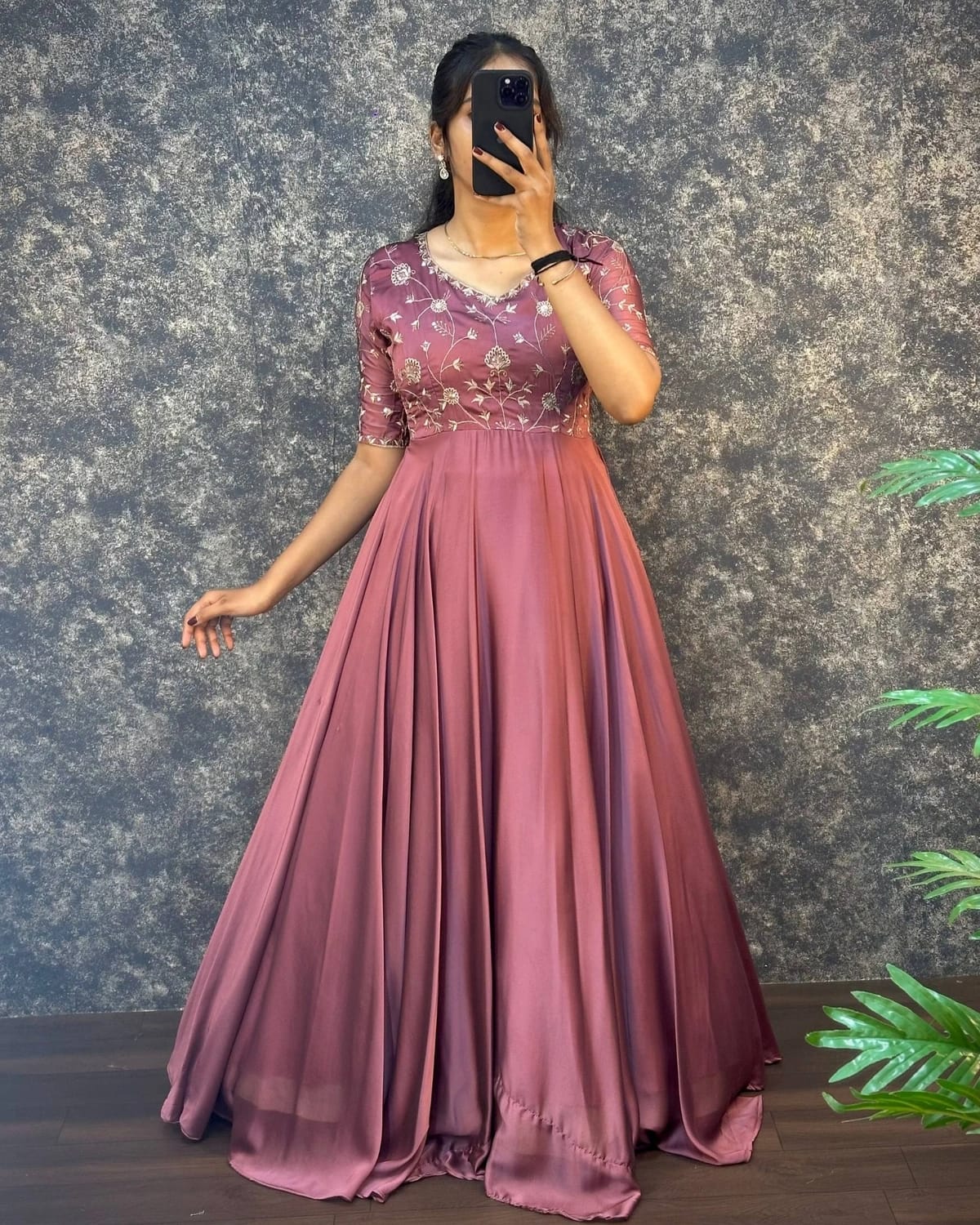 Laisha 01 Vichitra With Embroidery Work Gown And Dupatta Collection