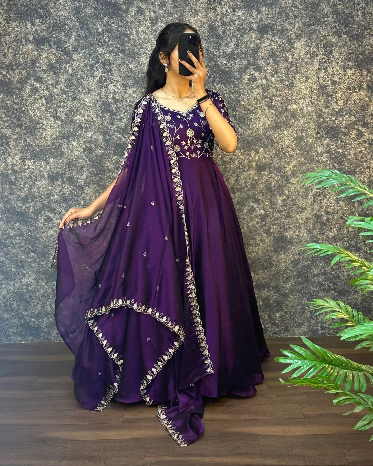 Laisha 01 Vichitra With Embroidery Work Gown And Dupatta Collection