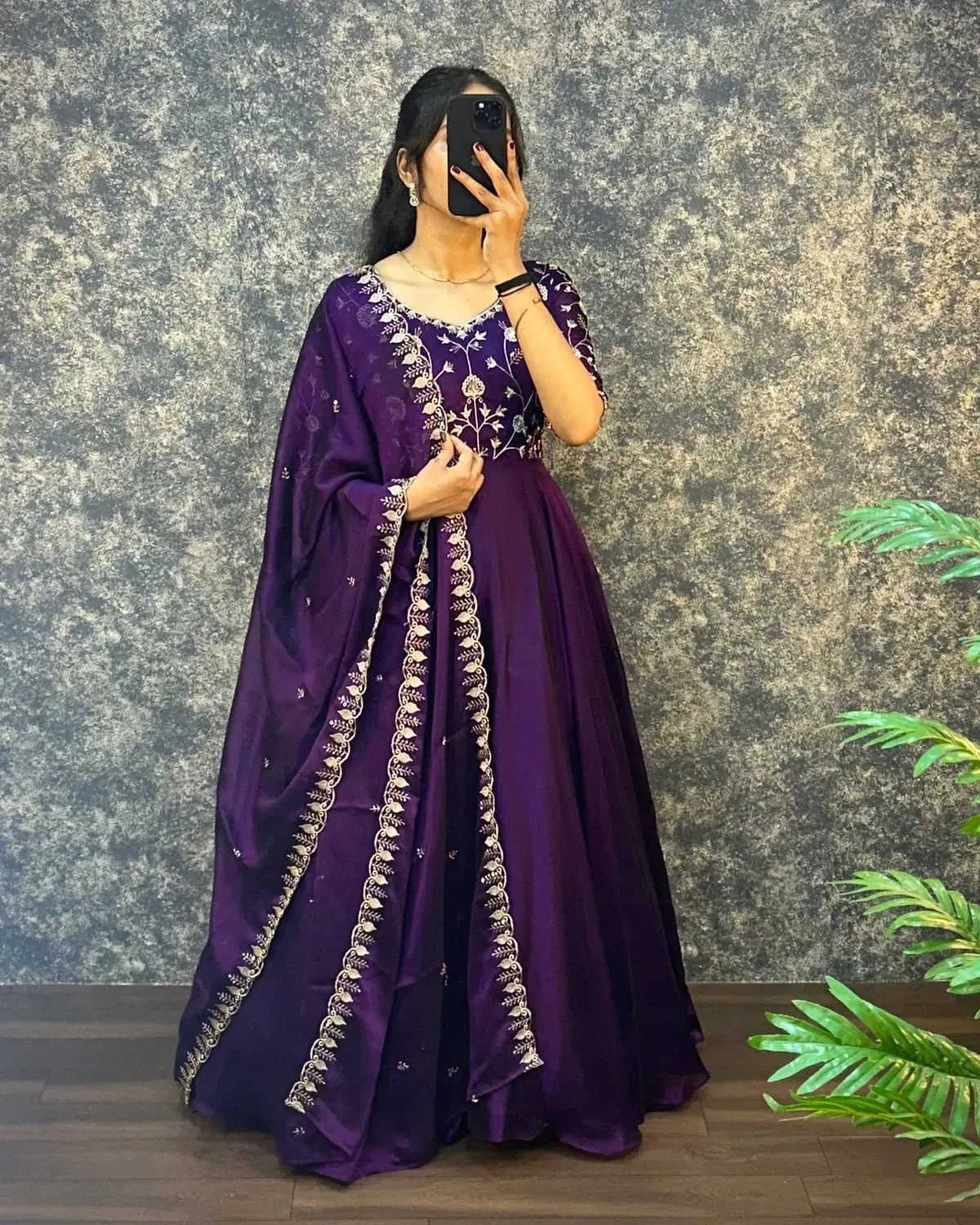 Laisha 01 Vichitra With Embroidery Work Gown And Dupatta Collection