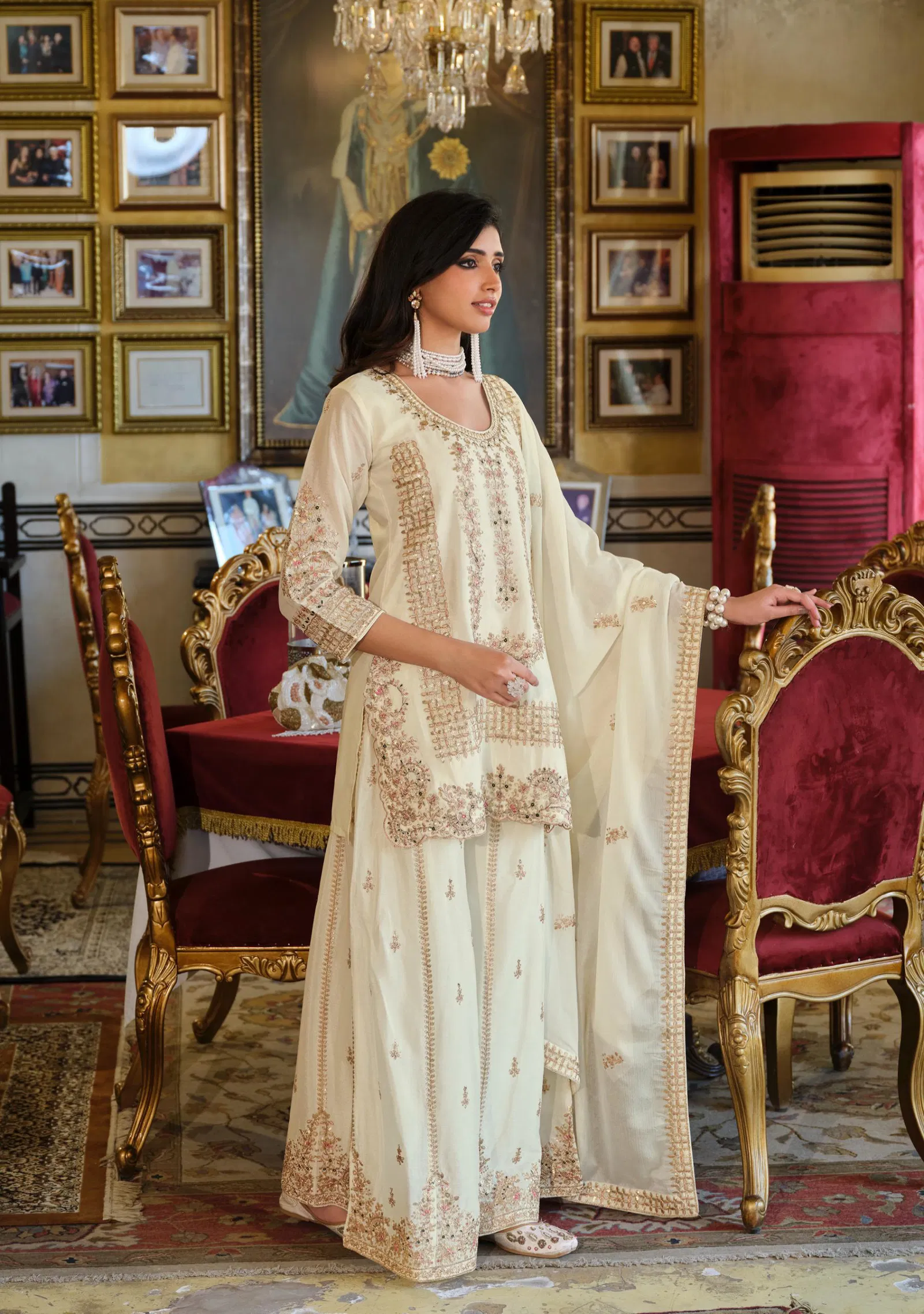 Eba Afrin Black And White Chinon Embroidery Work Top Bottom And Dupatta Collection 