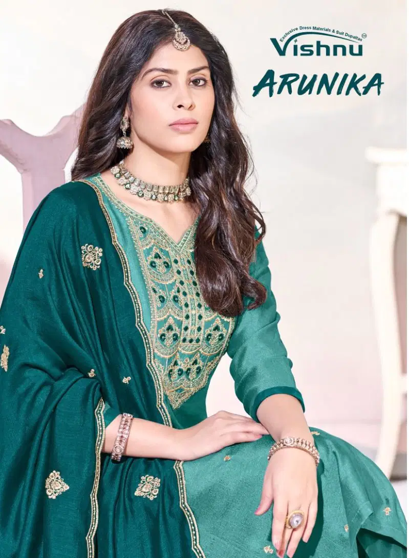 Vishnu Arunika Vichitra Silk With Work Dress Material Collection