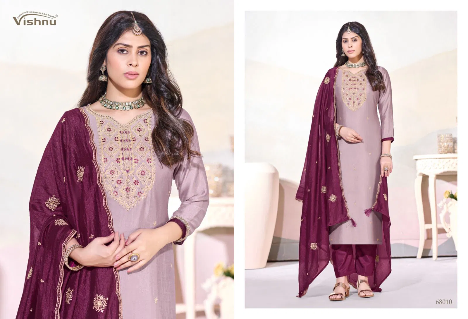 Vishnu Arunika Vichitra Silk With Work Dress Material Collection